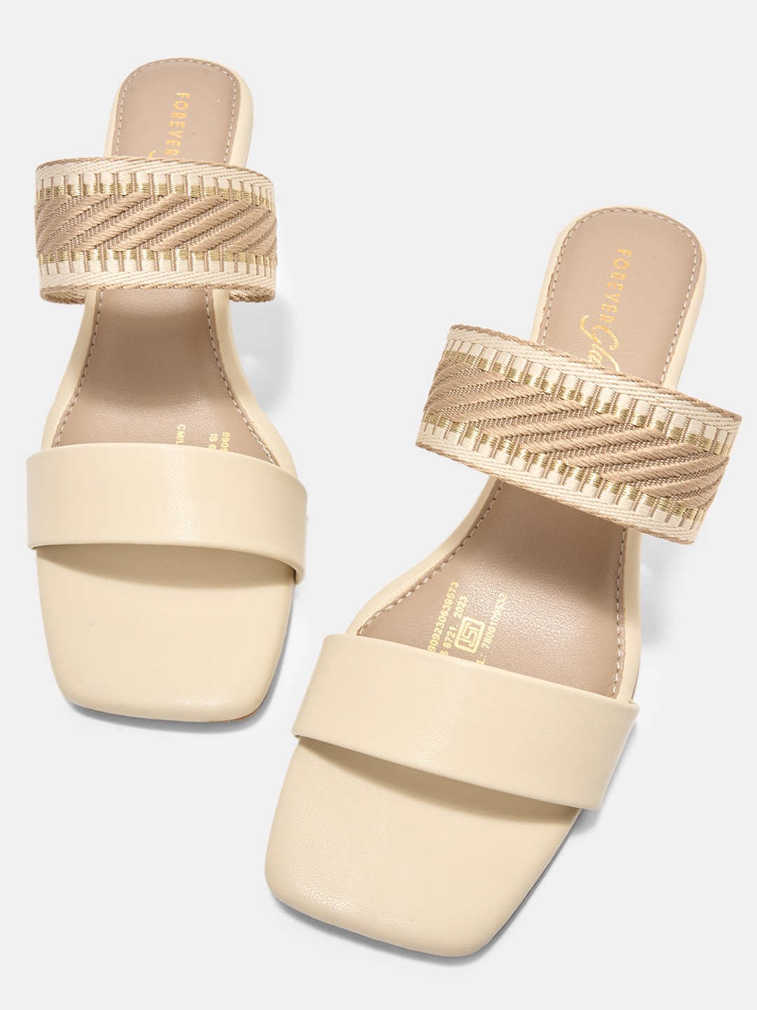 Cream Dual Band Slip-On Wedges