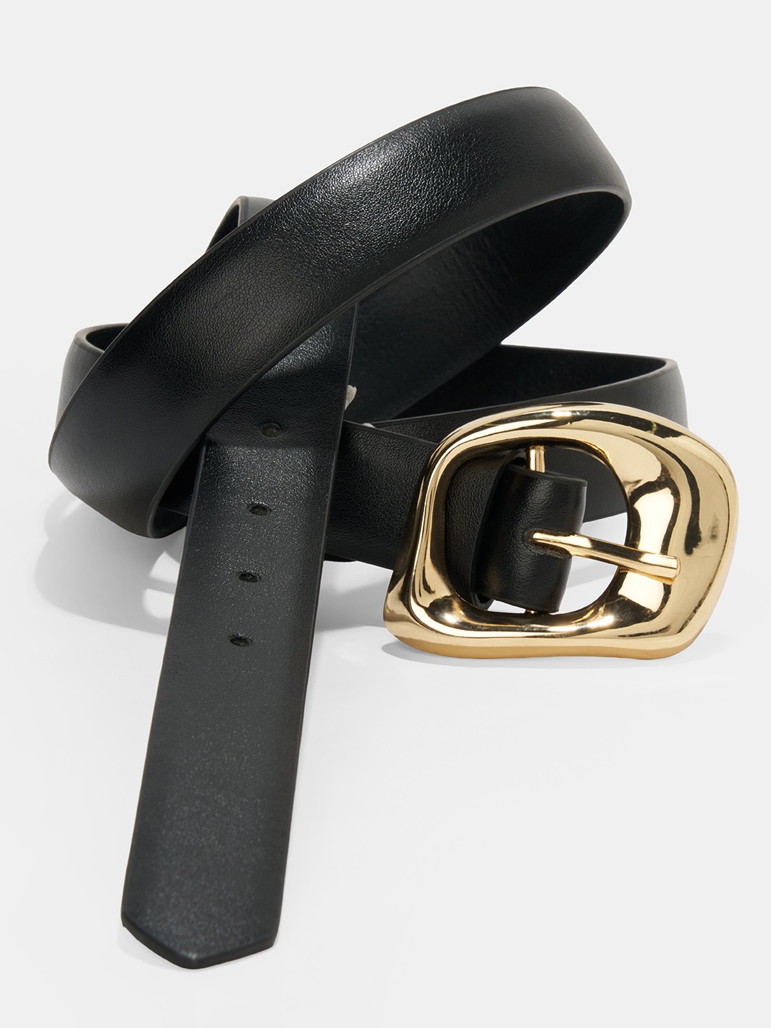 Black Sculpted Buckle Belt