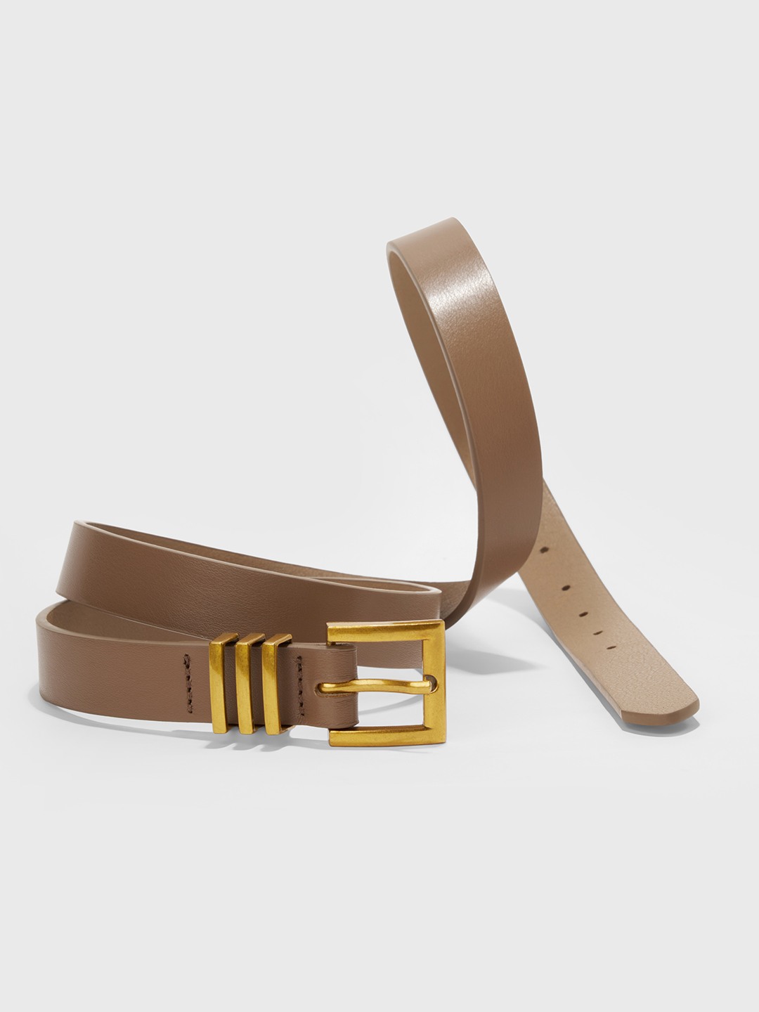 Taupe Gold Buckle Belt