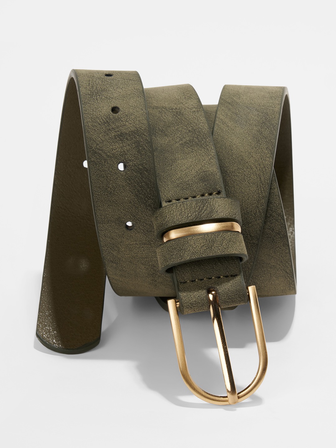 Olive Brushed Print Belt