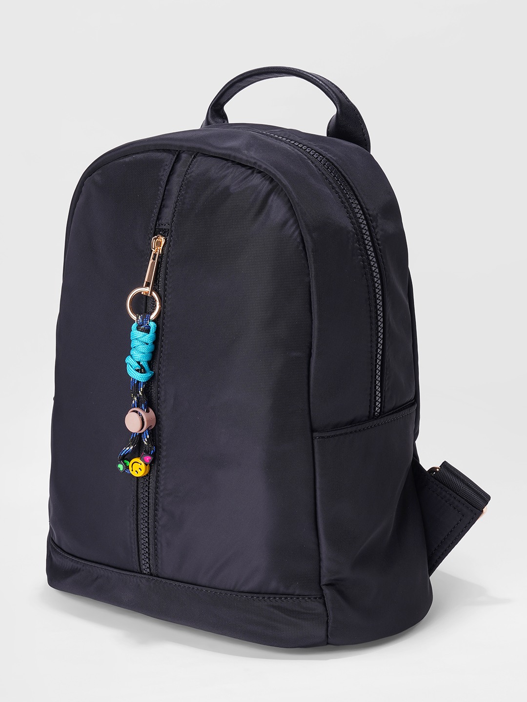 Black Zip Charm Backpack