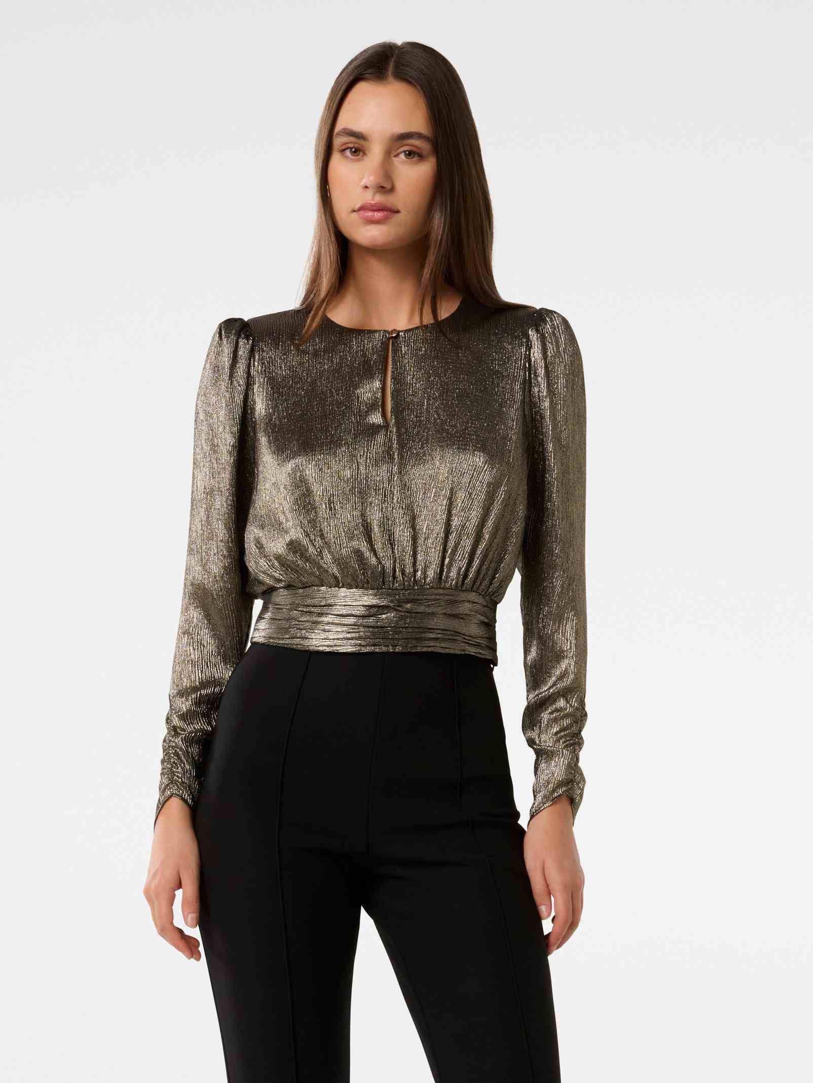 Riya Sparkle Button Front Top