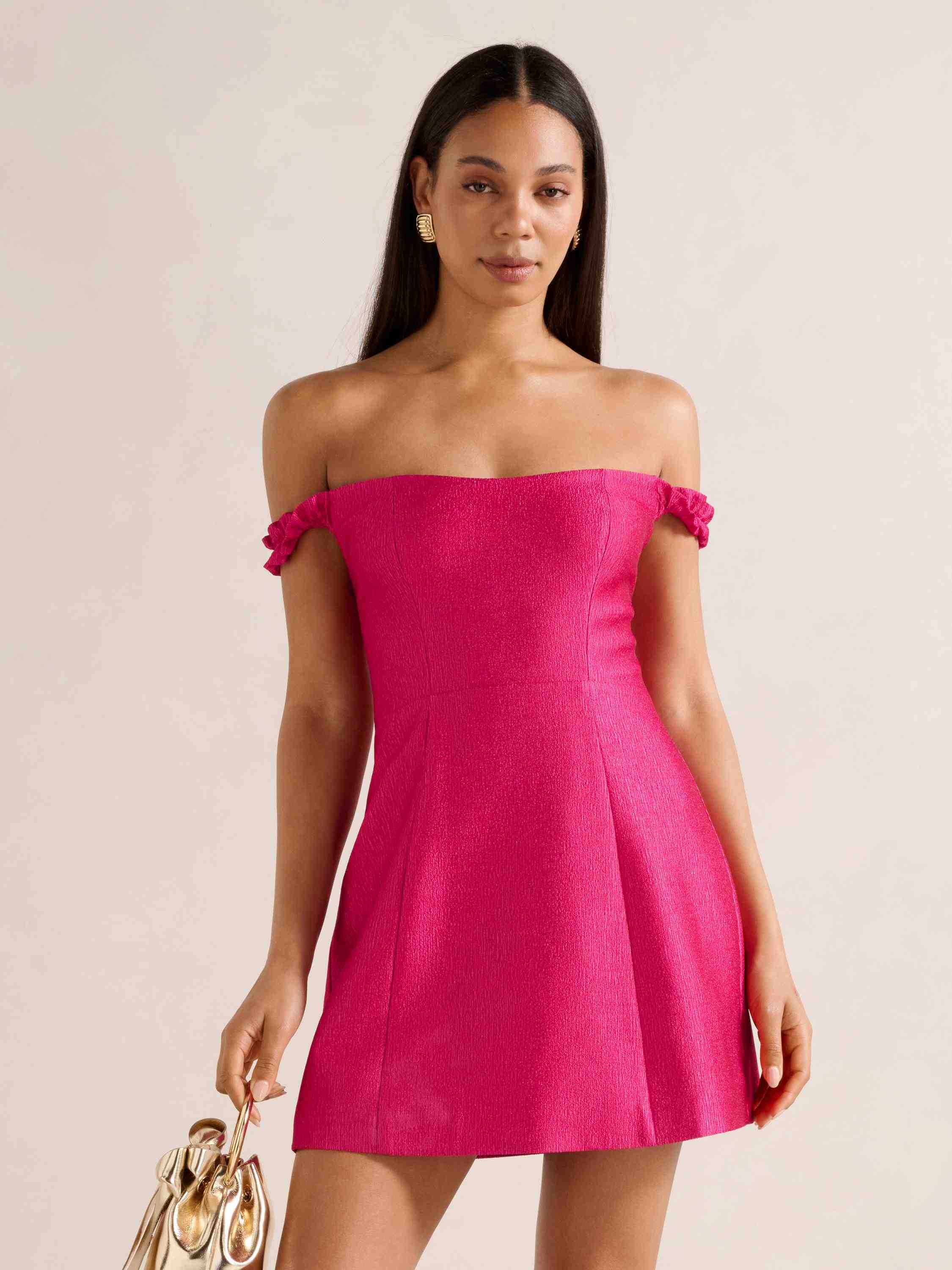 Mandy Bardot Ruffle Mini Dress