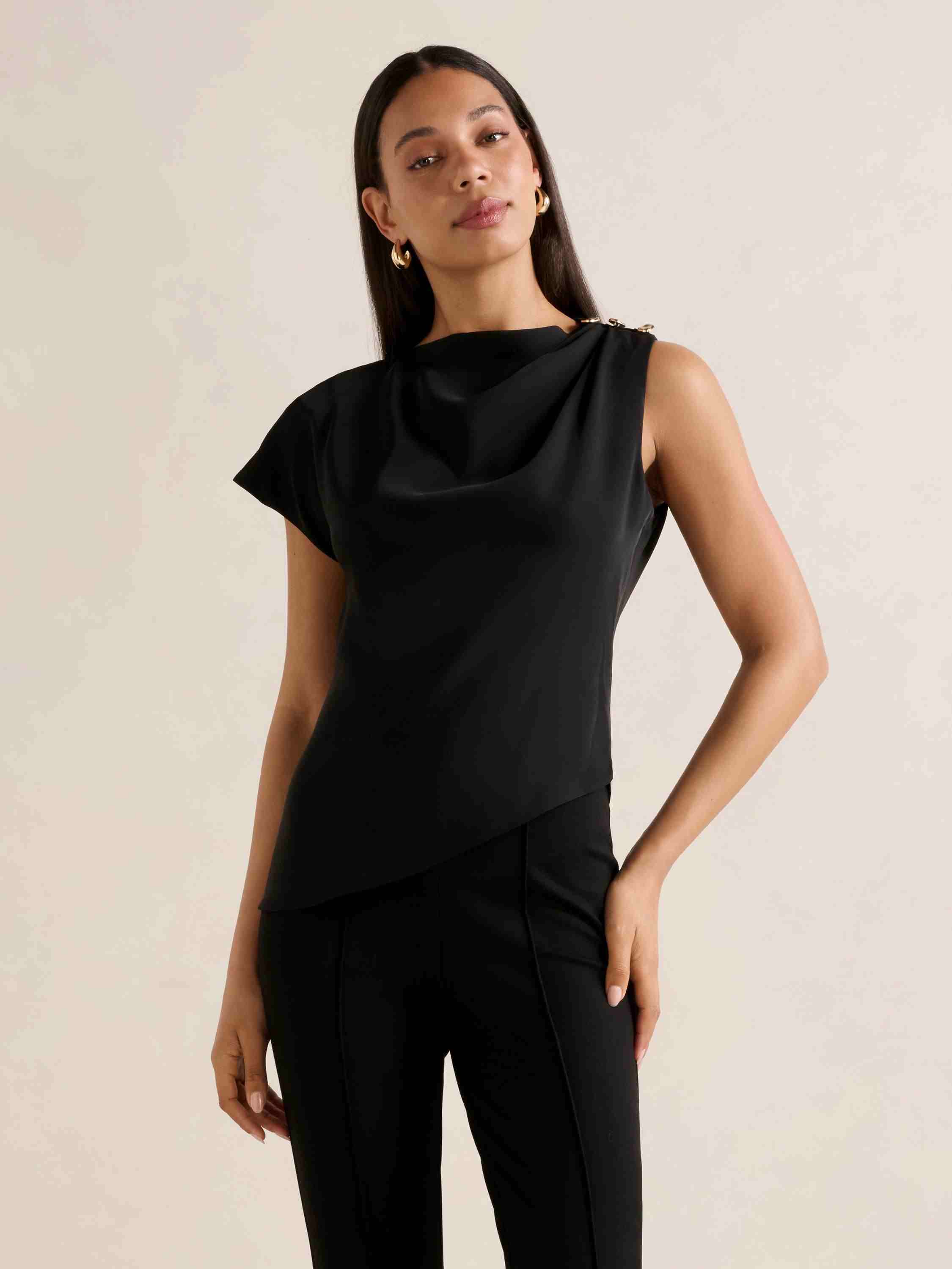 Aubery Asymmetric Draped Top