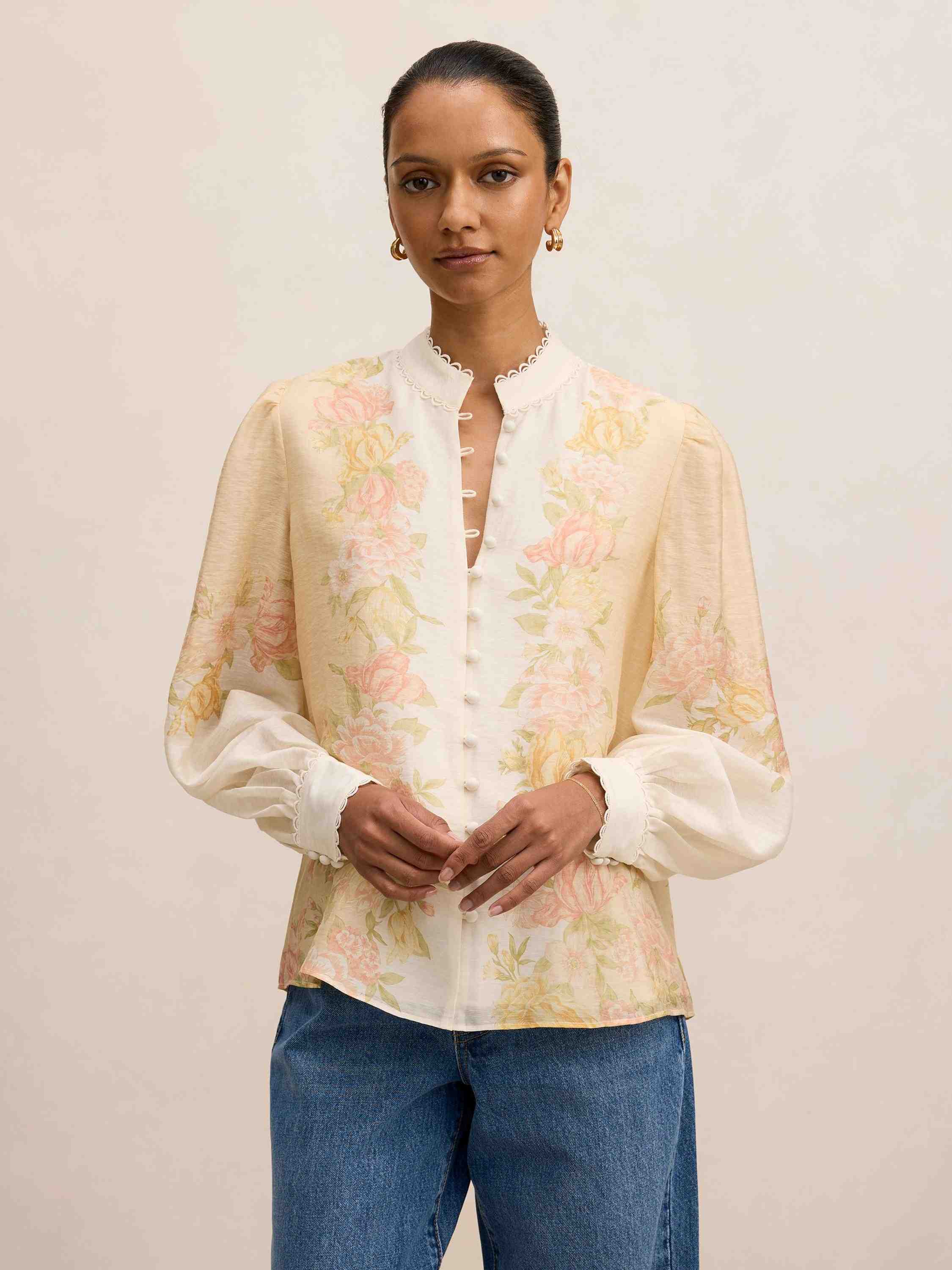 Emma Petite Trimmed Blouse