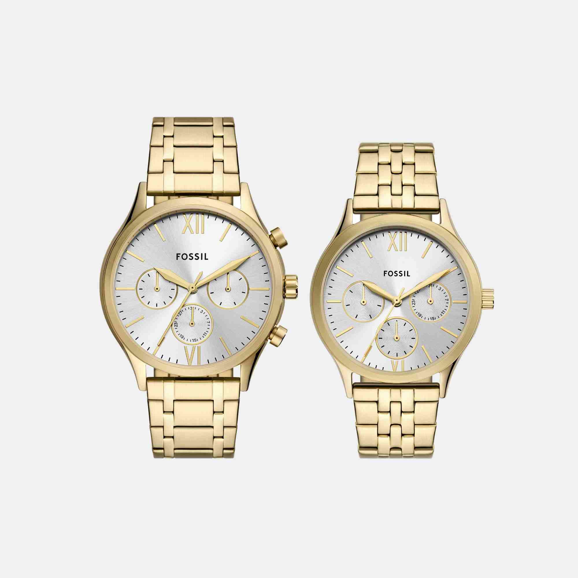 Fenmore Couple Quartz Silver Dial Multi-Function Stainless Steel Watch BQ2899SET