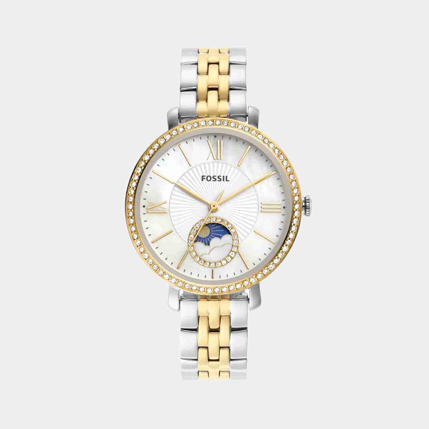 Women Quartz White Mother Of Pearl Dial Analog Stainless Steel Watch ES5166