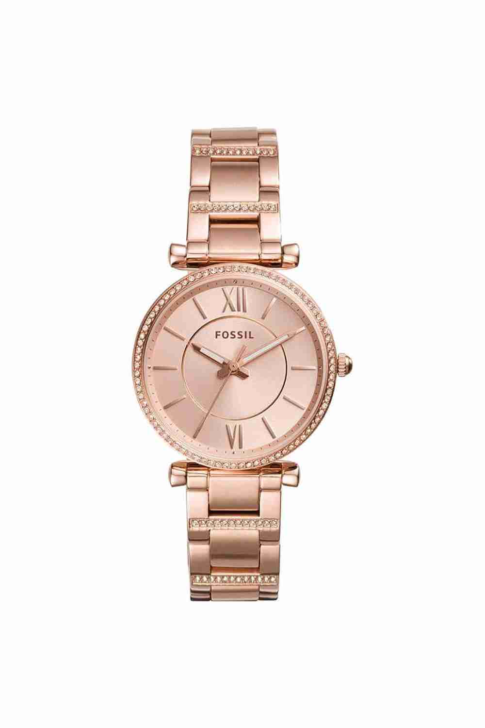 Carlie Women's 35 mm Analogue Quartz Watch - Rose Gold Dial with Rose Gold Stainless Steel Strap (ES4301)