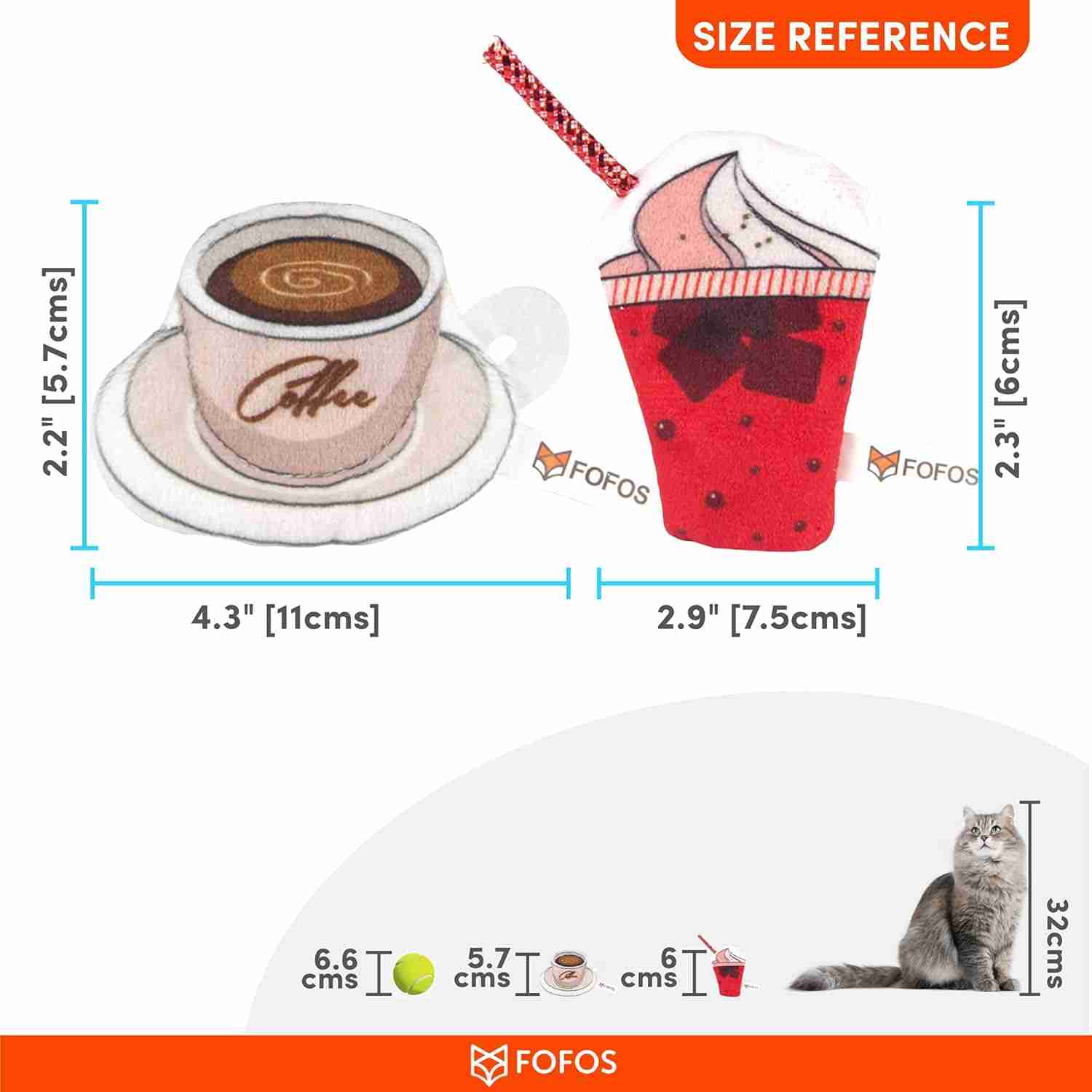 Barkbutler Fofos Yummy Diet Ice Cream and Coffee Toys for Cats, 6 CM