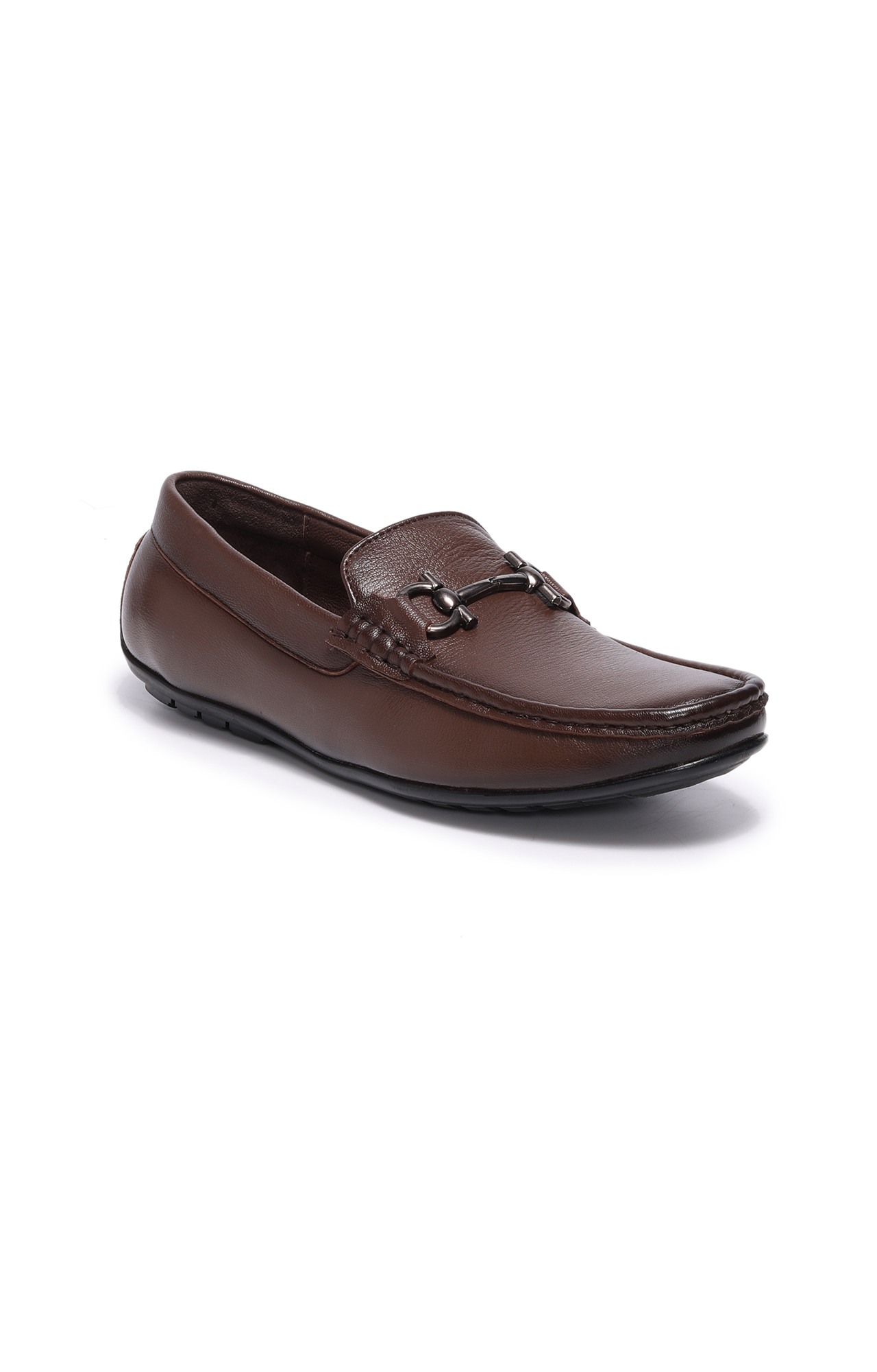 Men Tan Horsebit Slip On Loafers
