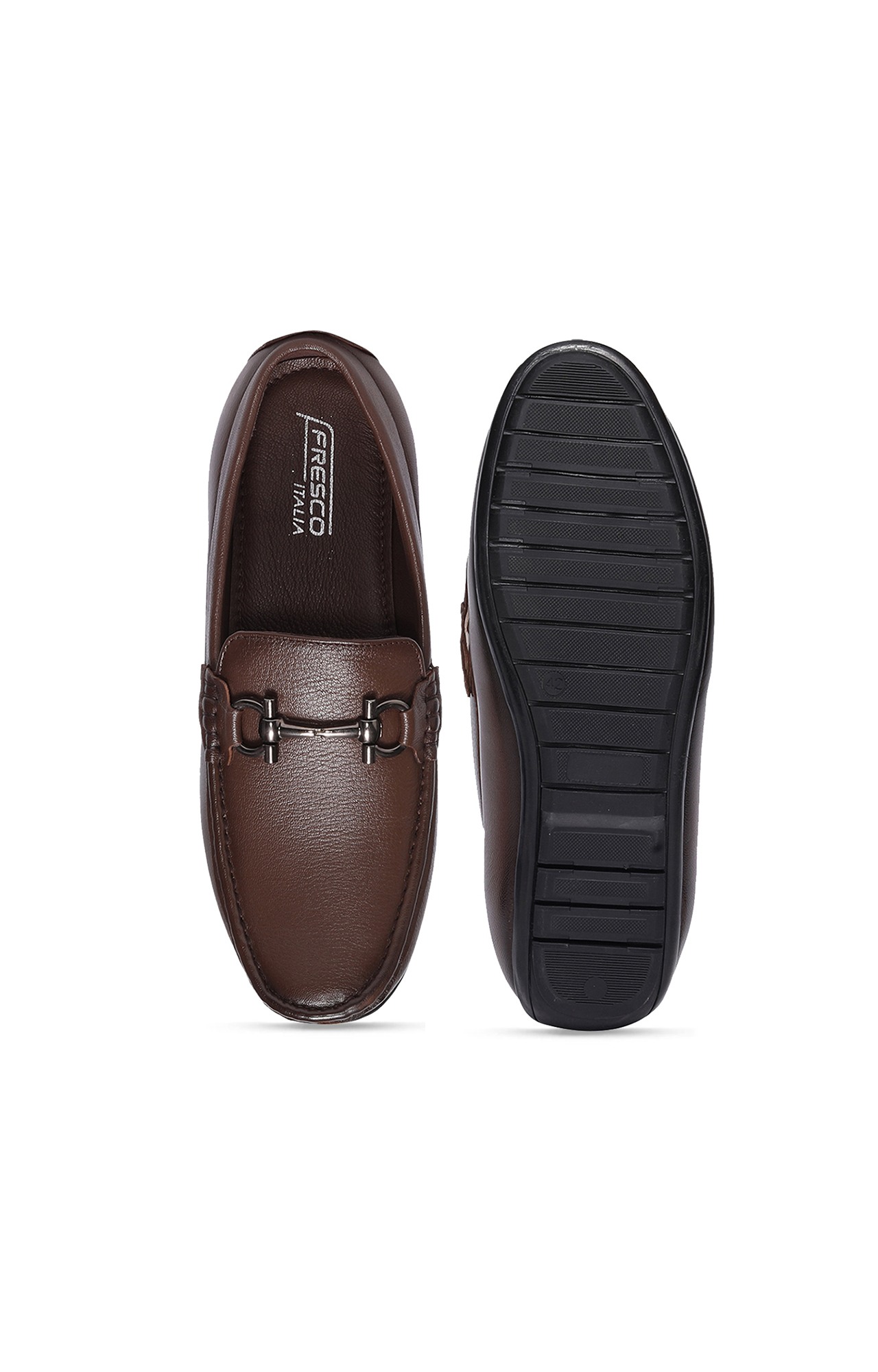 Men Tan Horsebit Slip On Loafers