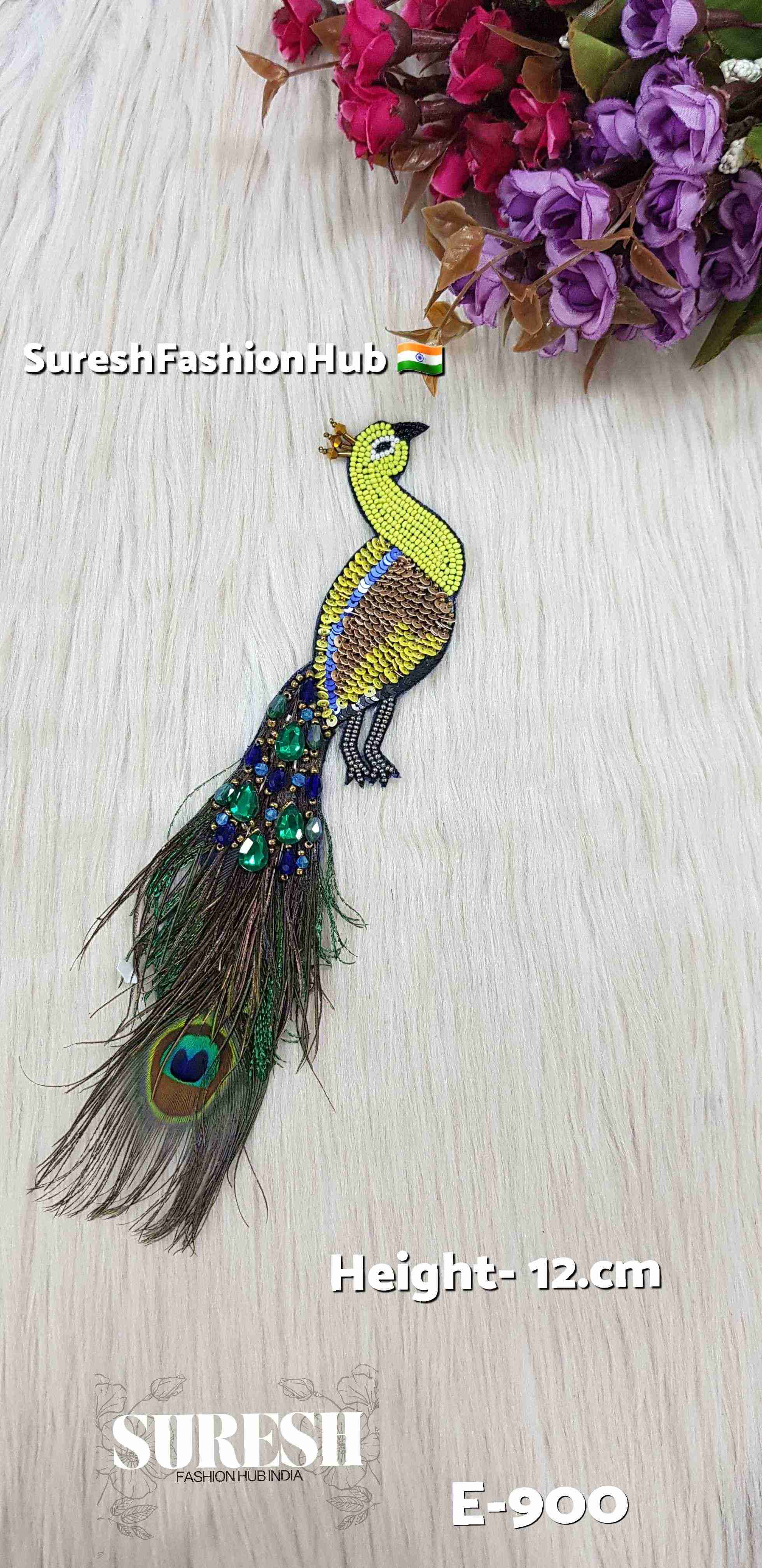 Lime Green Peacock Patch – Right Facing | E-900