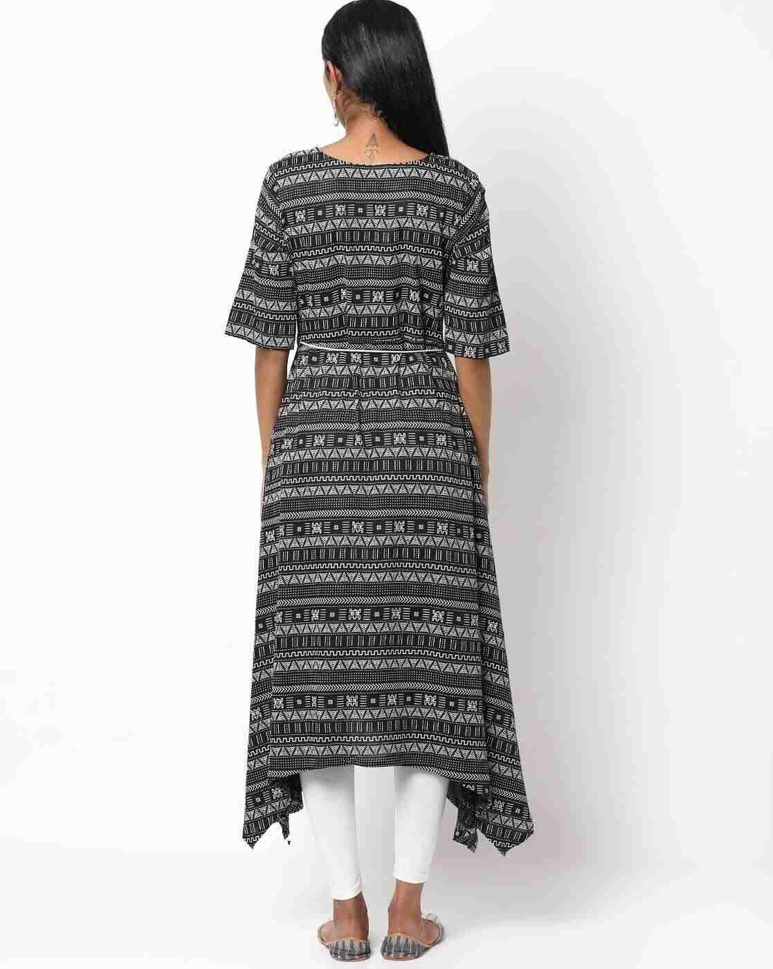 FUSION | Printed A-line Asymmetrical Kurta|1