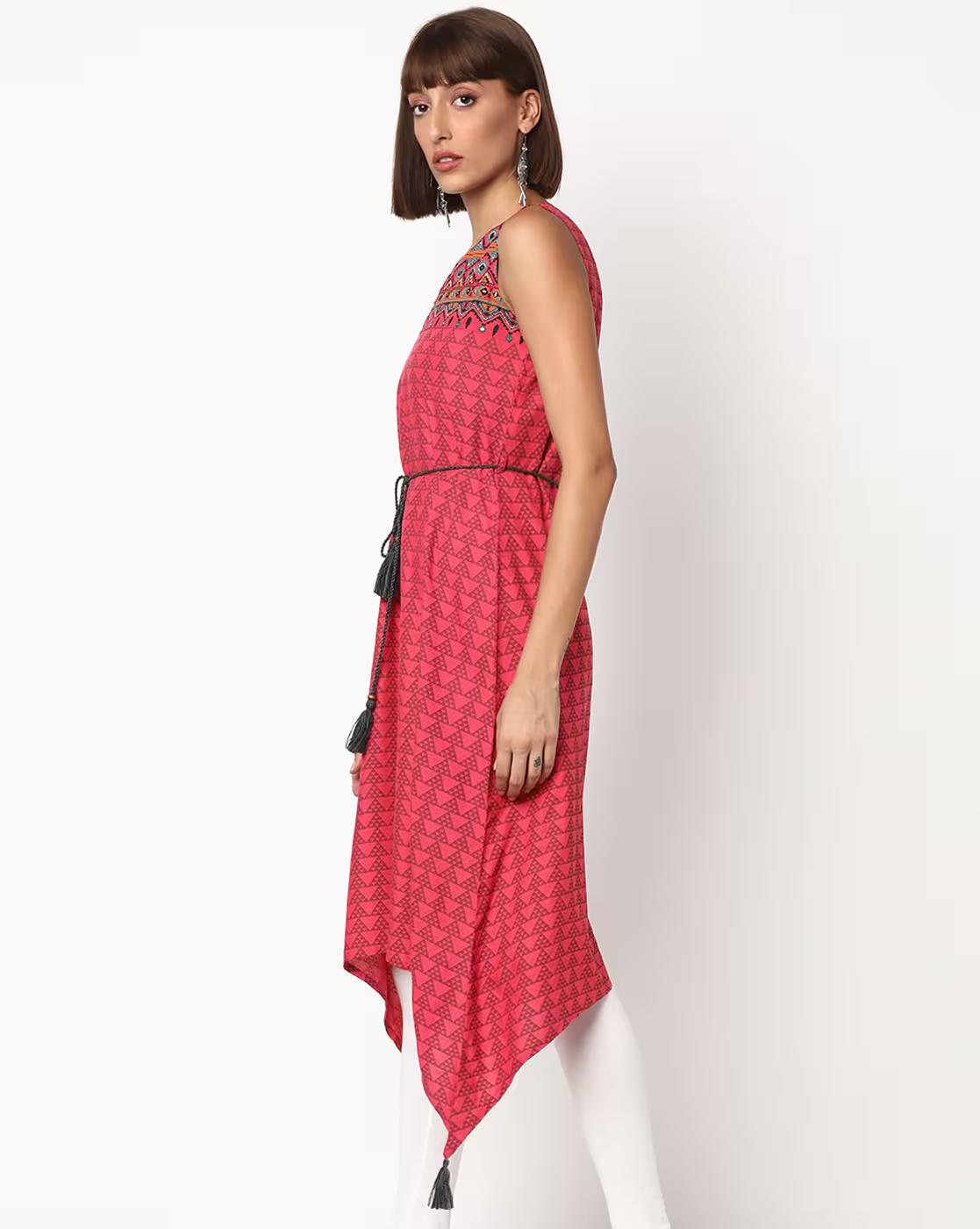 FUSION | Printed Flared Tunic with Handkerchief Hemline|1