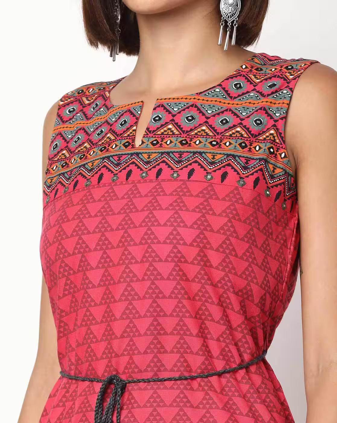 FUSION | Printed Flared Tunic with Handkerchief Hemline|3