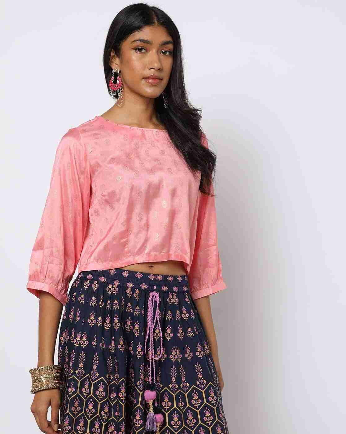 FUSION | Foil Print Round-Neck Top|0