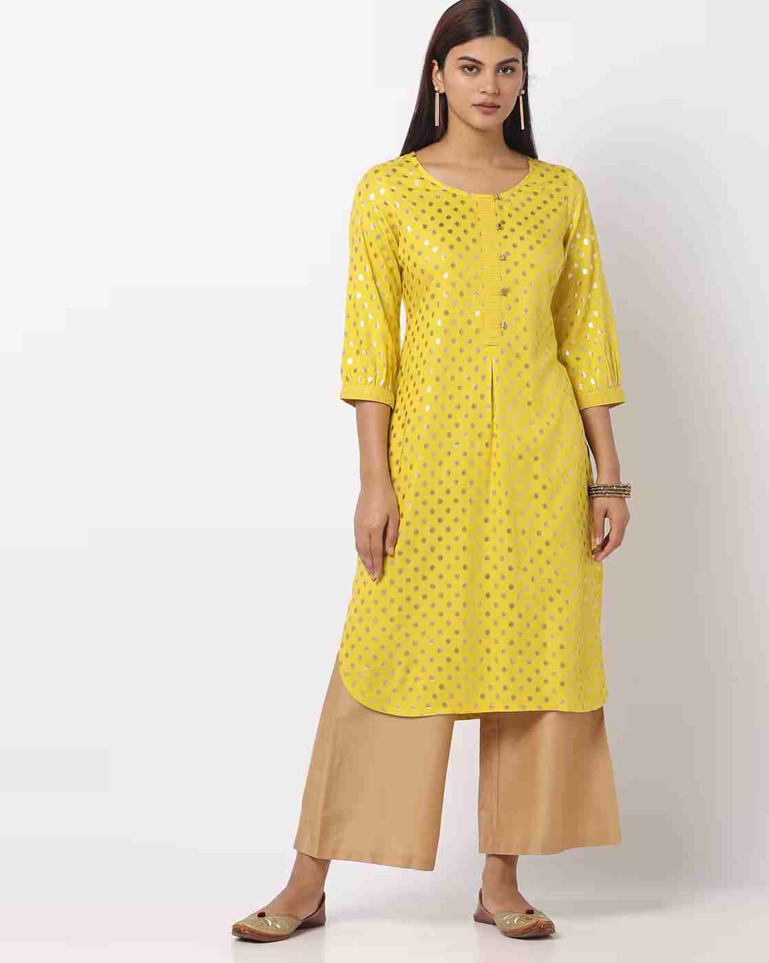FUSION | Polka-Dot Print Straight Kurta|0