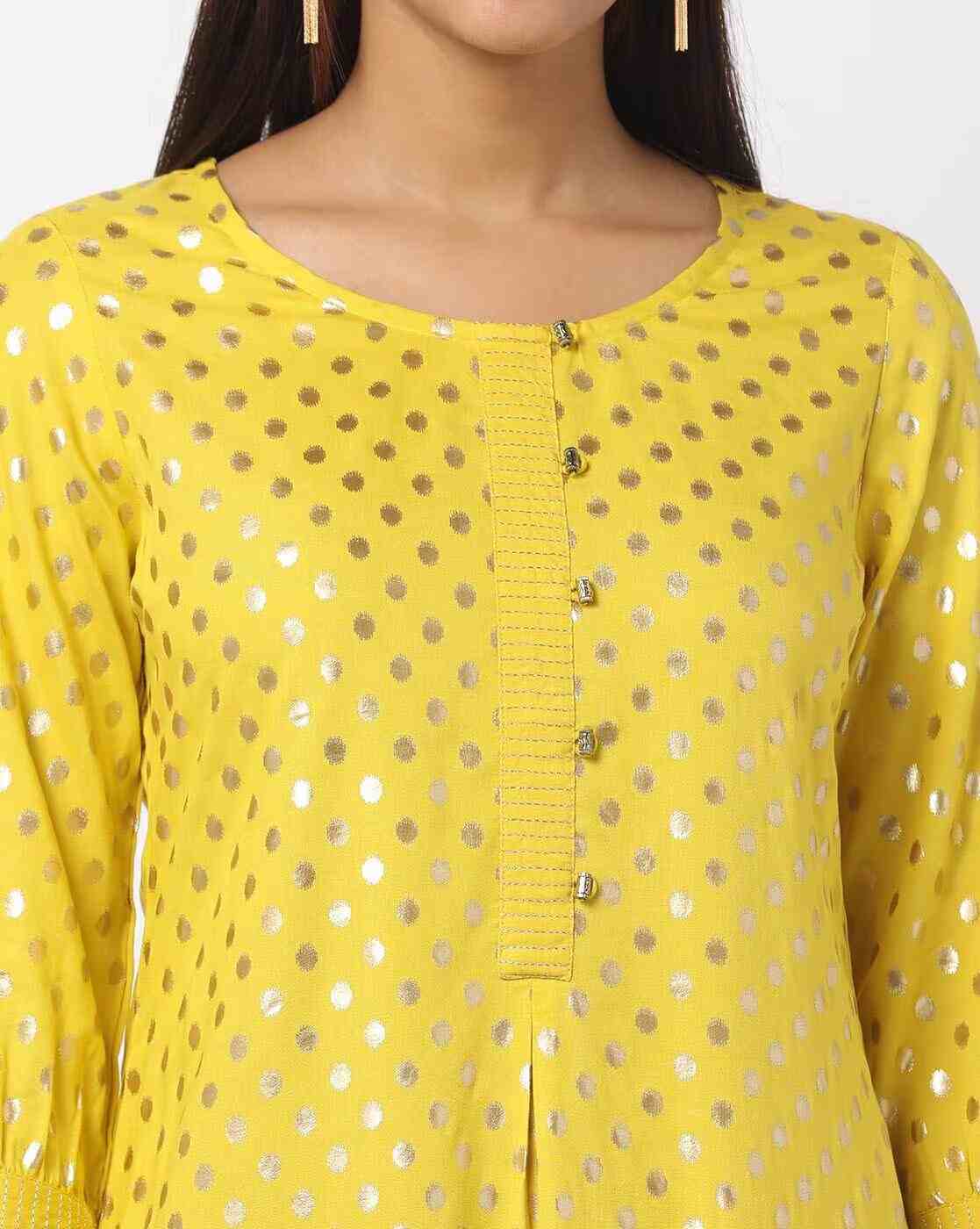 FUSION | Polka-Dot Print Straight Kurta|3