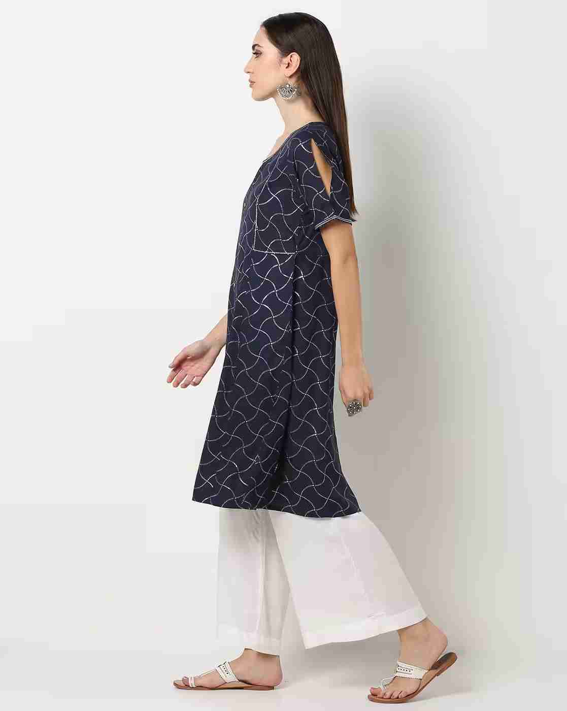 FUSION | Geometric Print Straight Kurta|1