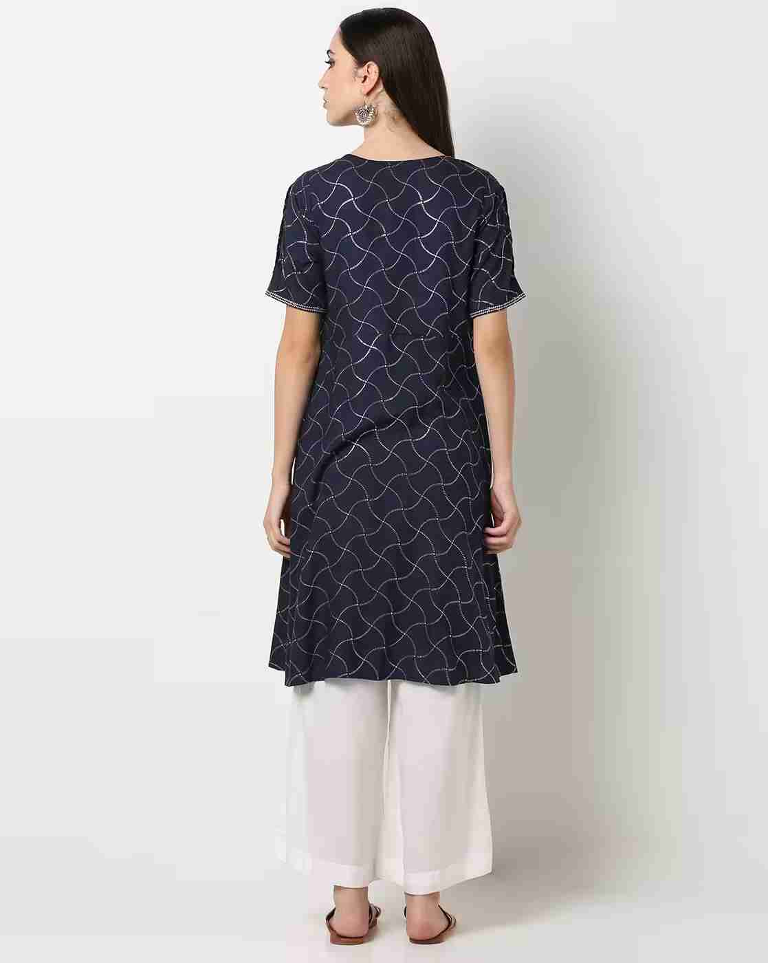 FUSION | Geometric Print Straight Kurta|2
