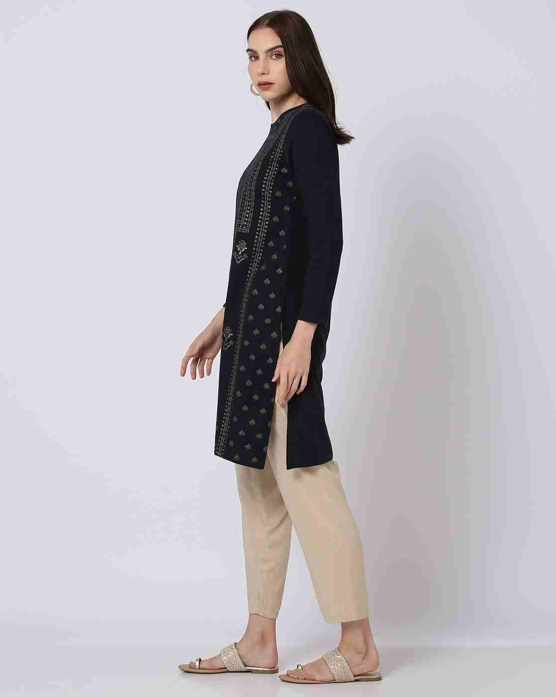 FUSION | Foil Print Straight Kurta|1