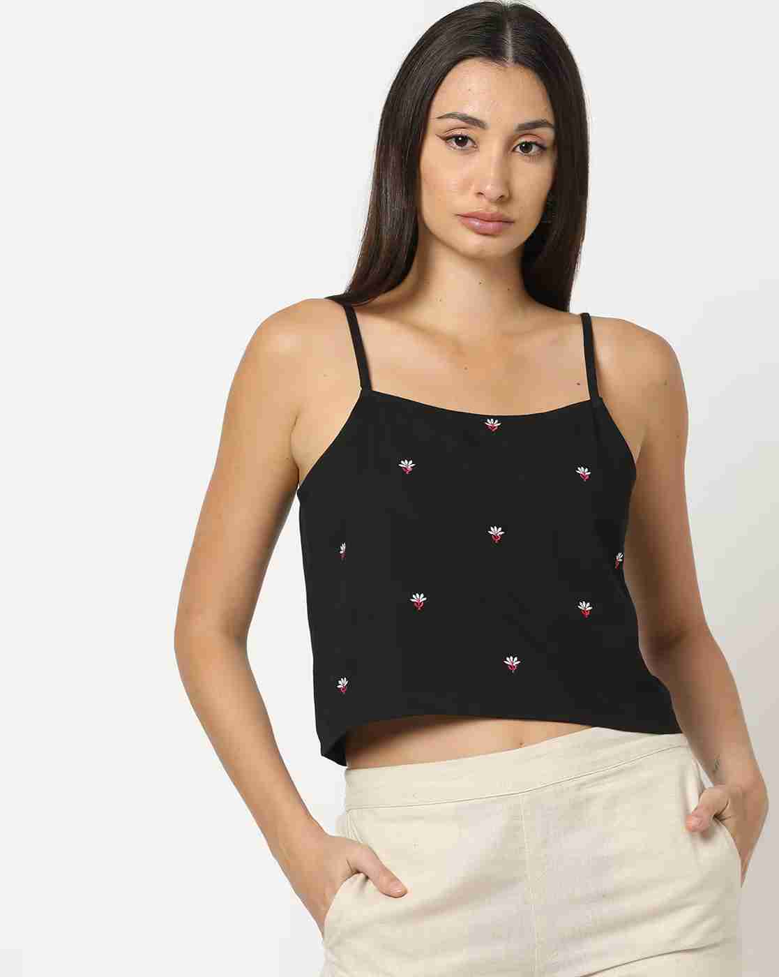 FUSION | Women Embroidered Relaxed Fit Strappy Top|0
