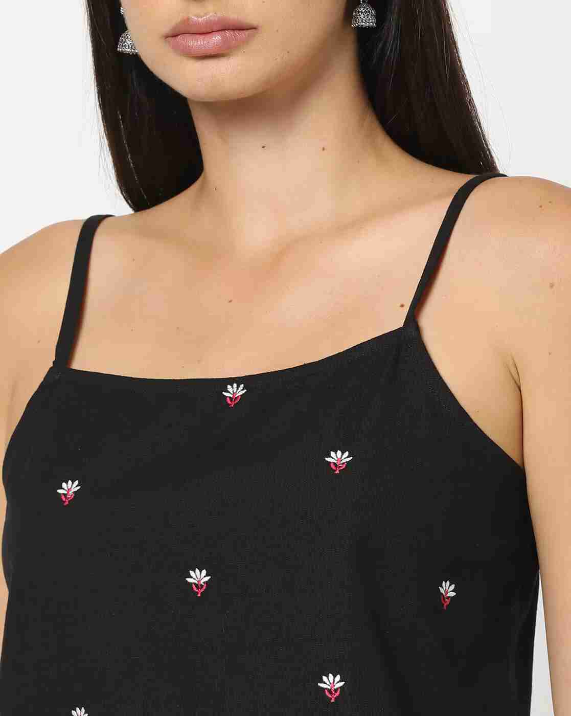 FUSION | Women Embroidered Relaxed Fit Strappy Top|3