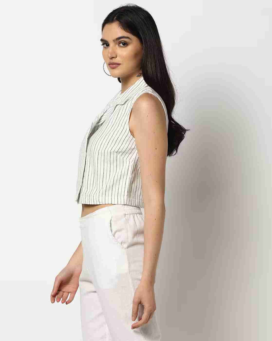 FUSION | Women Striped Crop Shirt|1