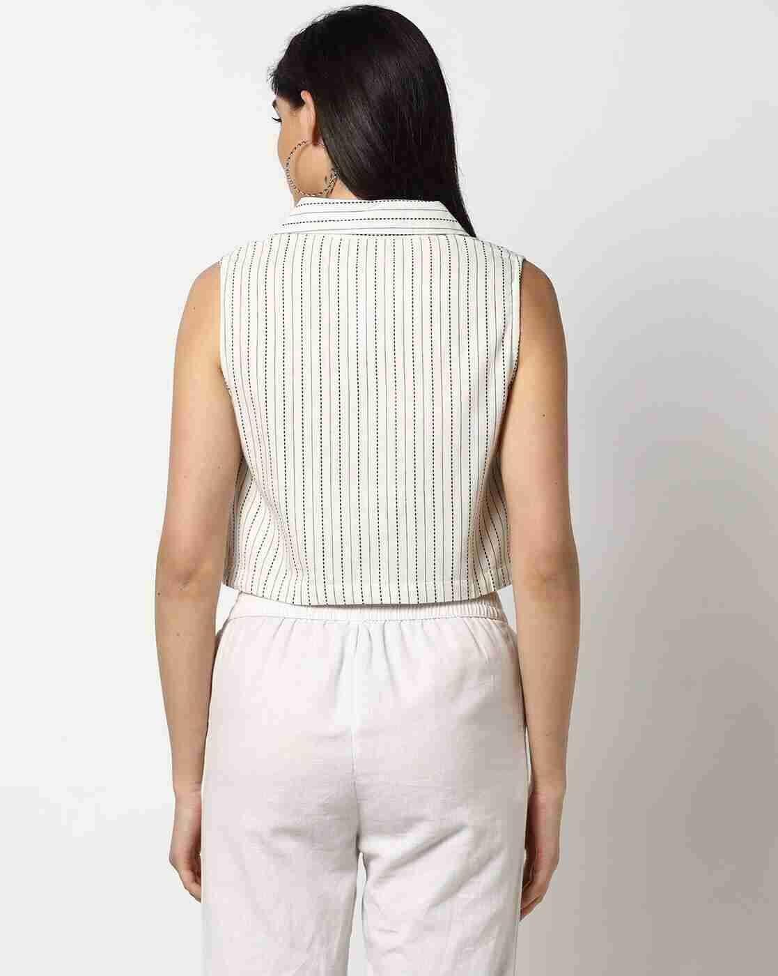 FUSION | Women Striped Crop Shirt|2