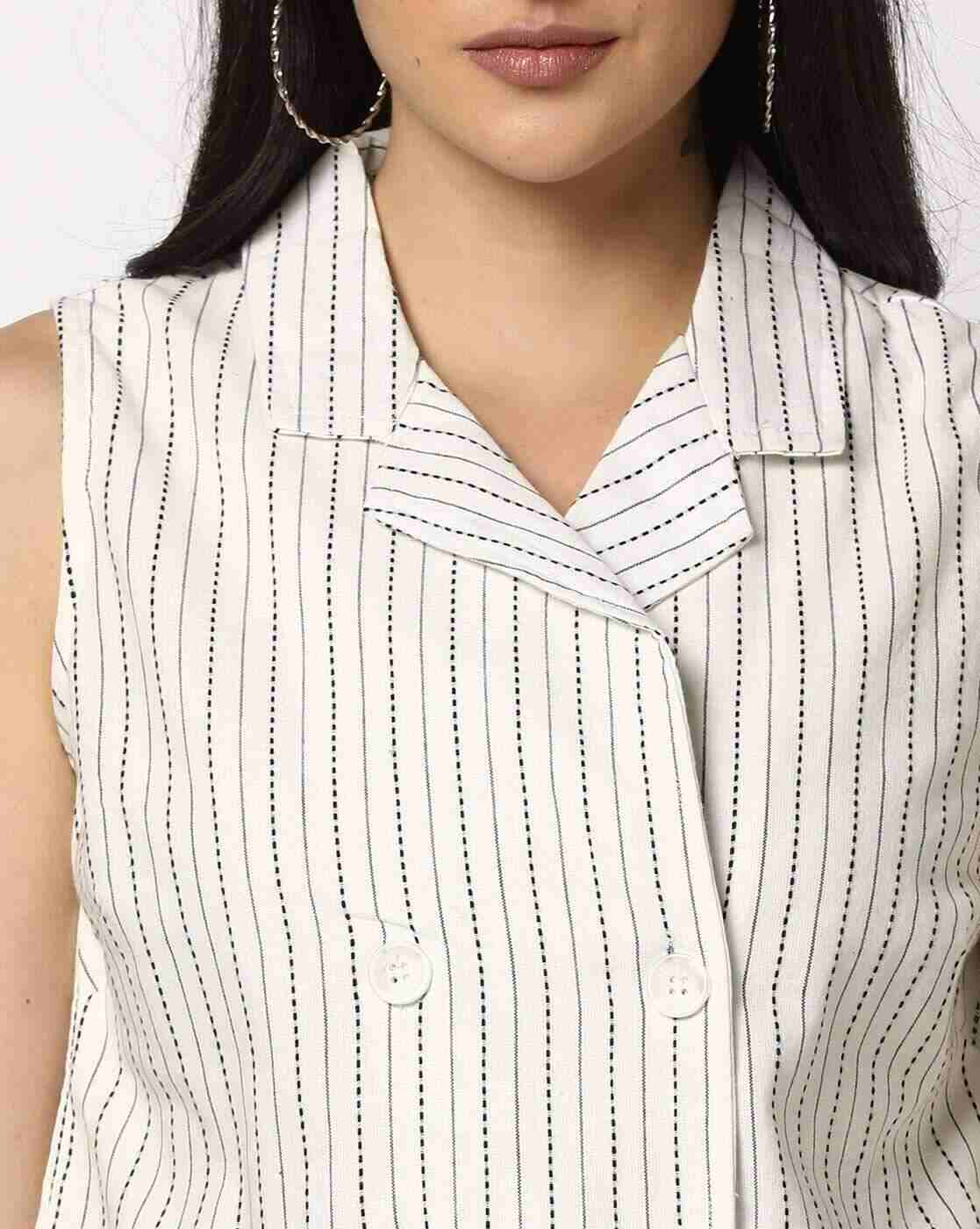 FUSION | Women Striped Crop Shirt|3