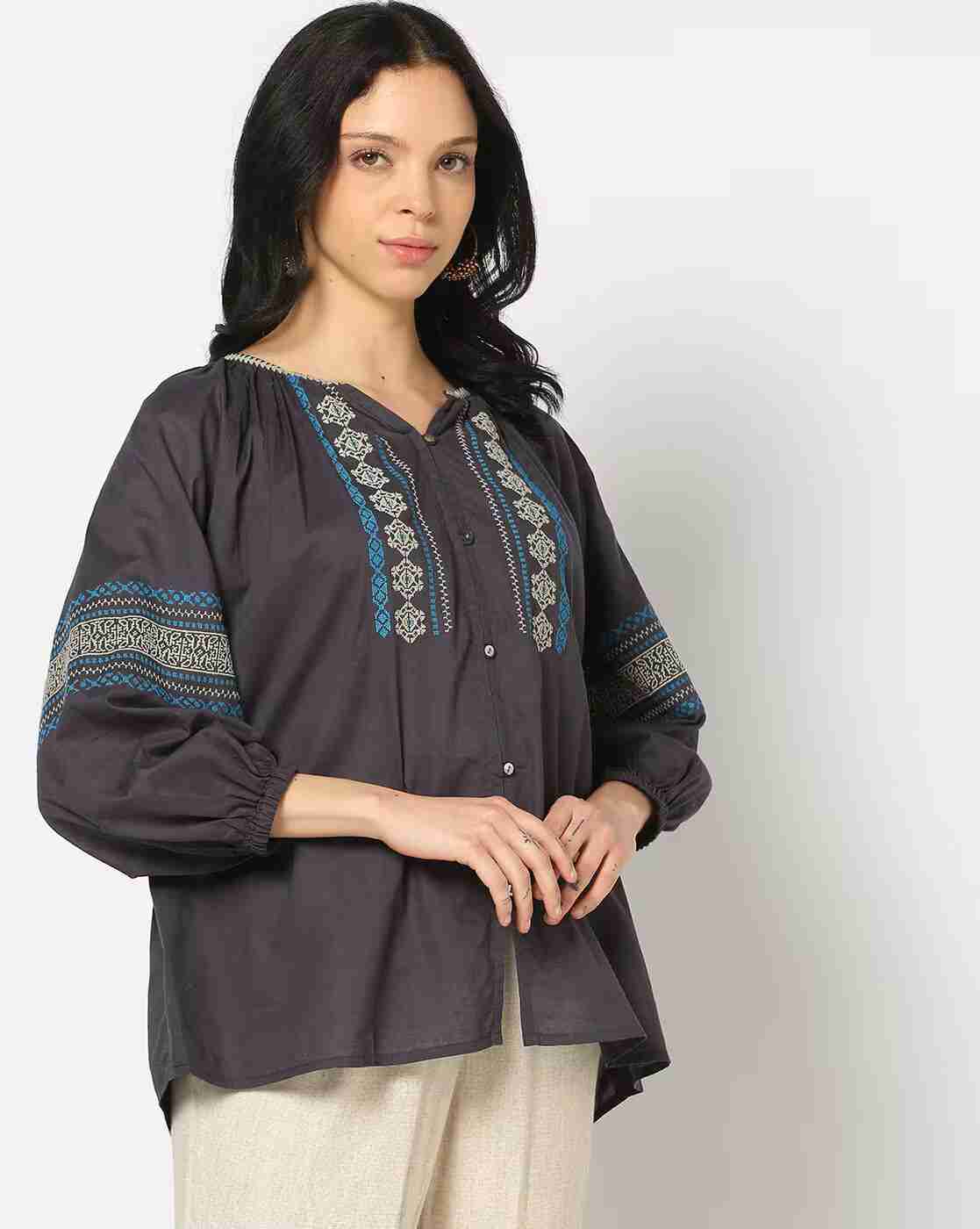 FUSION | Women Embroidered Relaxed Fit Top|0