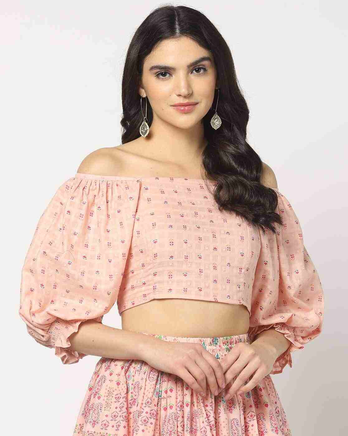 FUSION | Women Floral Print Relaxed Fit Crop Top|0