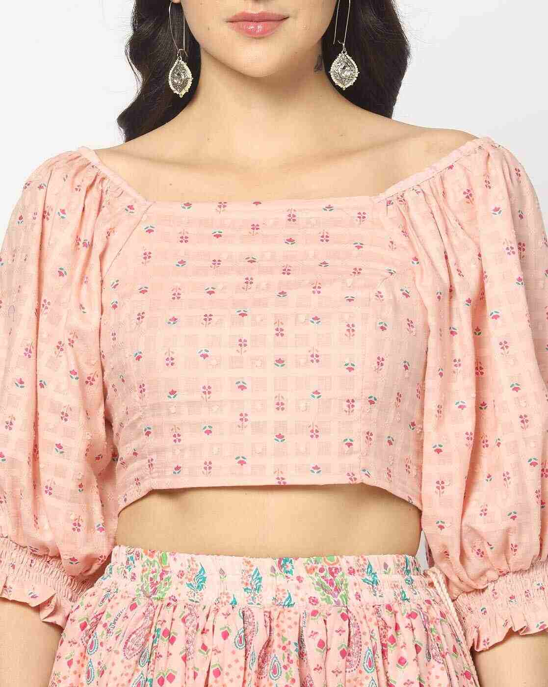 FUSION | Women Floral Print Relaxed Fit Crop Top|4