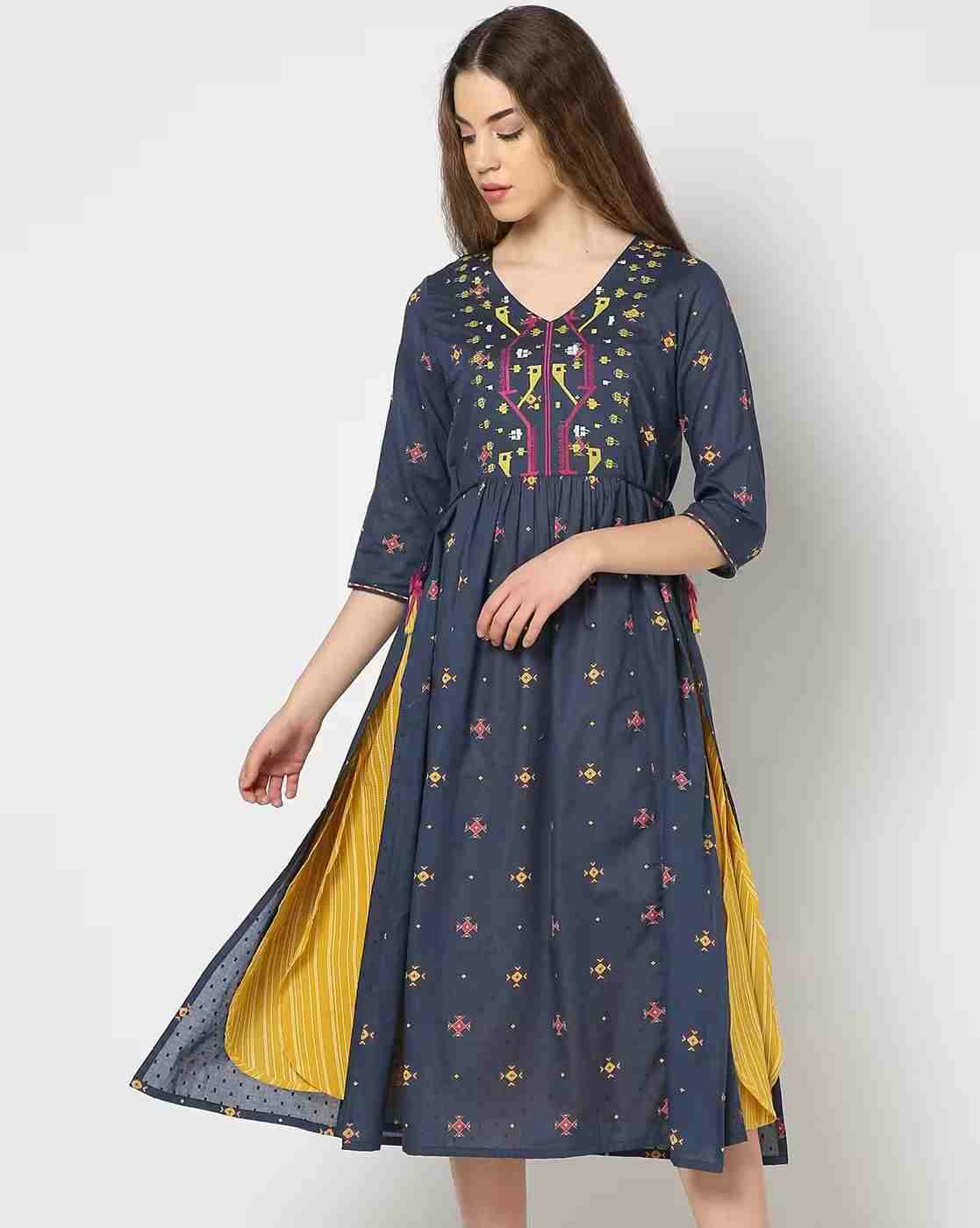 FUSION | Women Embroidered Dress with Inner Slip|0