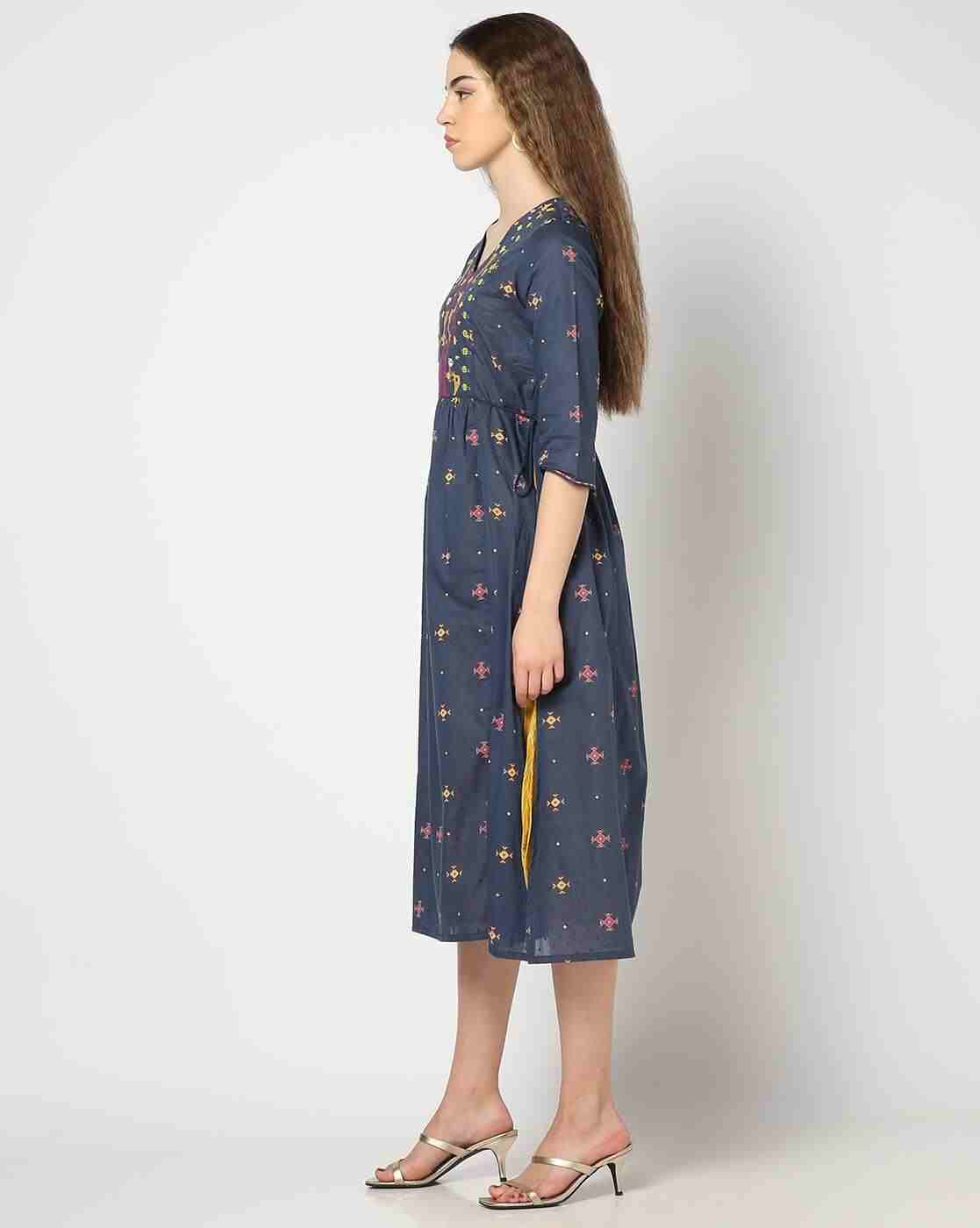 FUSION | Women Embroidered Dress with Inner Slip|1