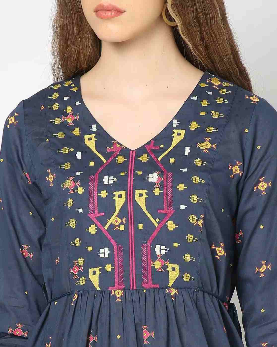 FUSION | Women Embroidered Dress with Inner Slip|3