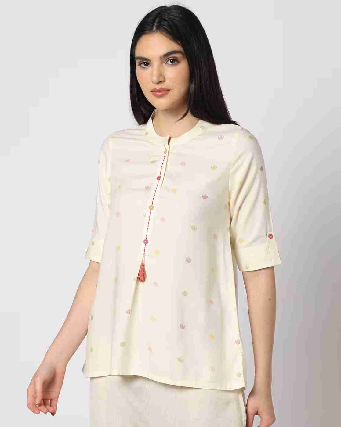 FUSION | Women Micro Print A-Line Kurti|0
