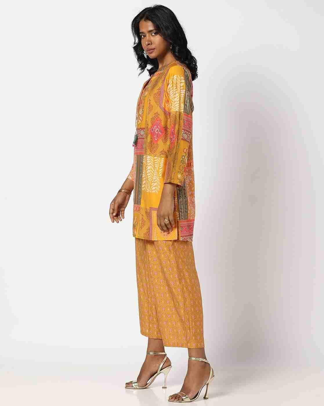 FUSION | Women Floral Print Kurti & Pants Co-Ord Set|1