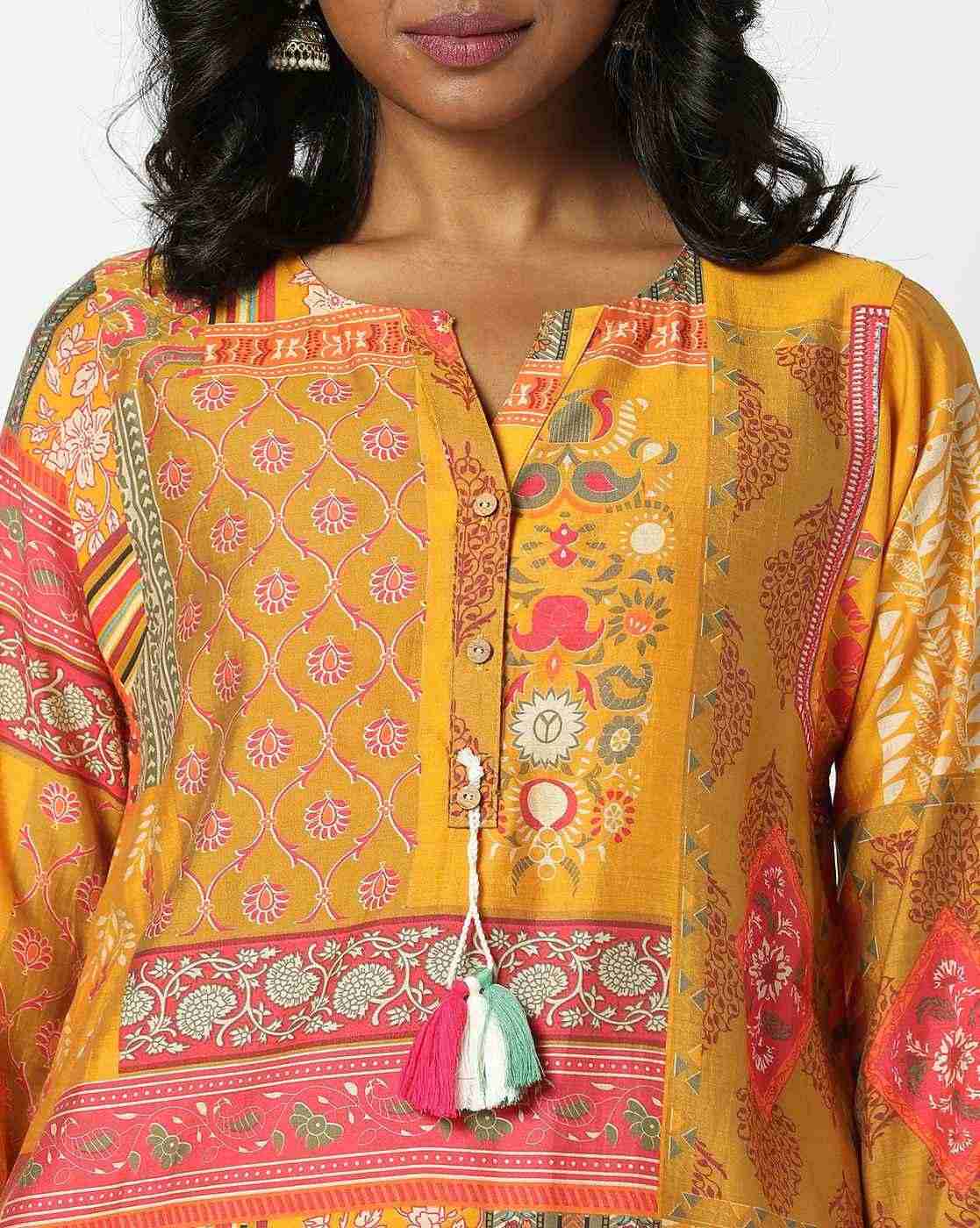 FUSION | Women Floral Print Kurti & Pants Co-Ord Set|3