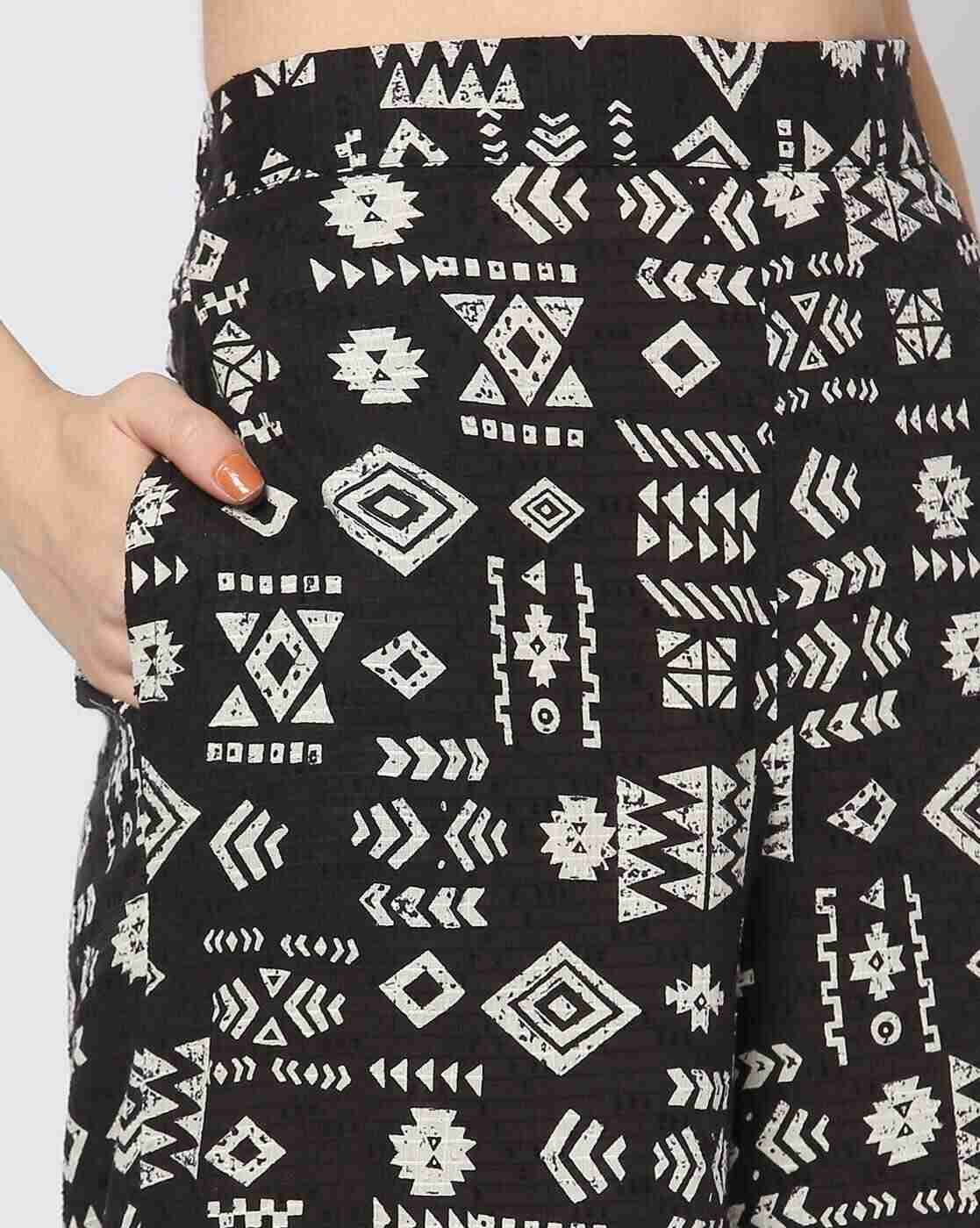 FUSION | Women Geometric Print Shirt & Palazzos Co-Ord Set|4