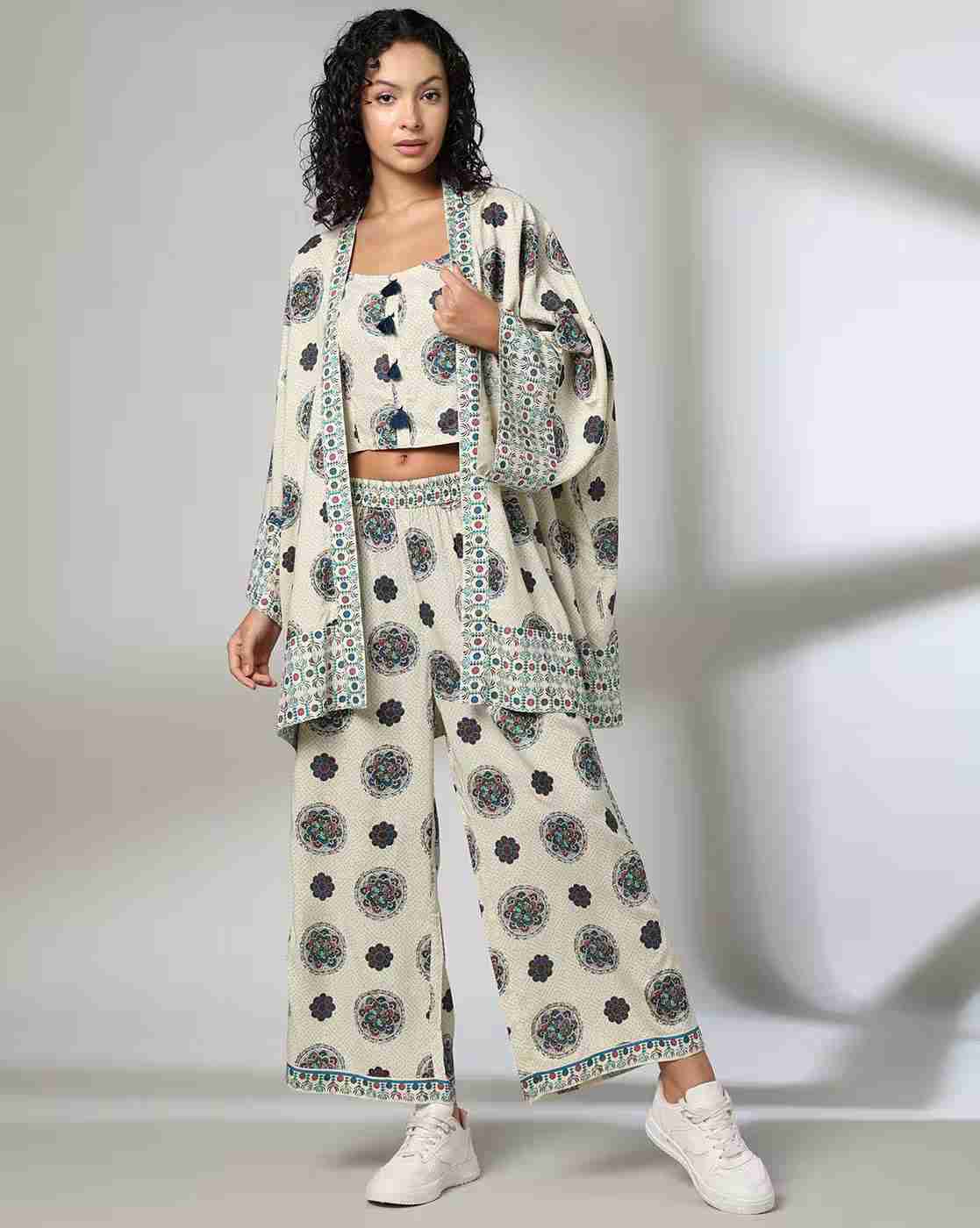 FUSION | Women Floral Print 3-Piece Co-Ord Set|0