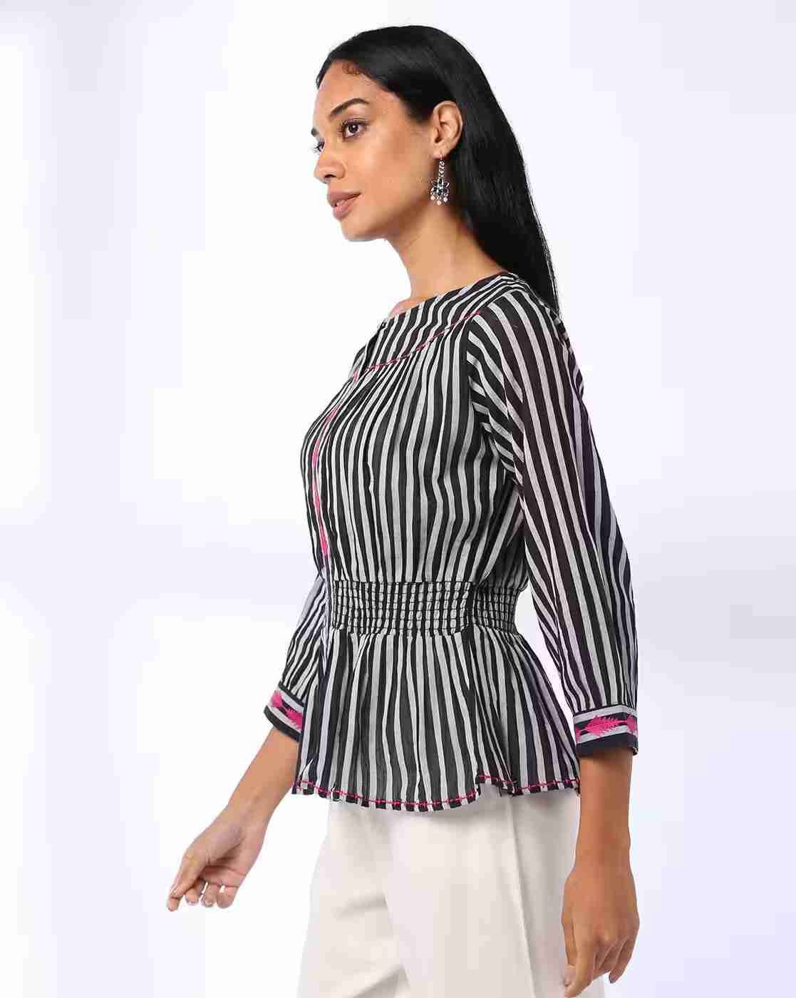 FUSION | Women Striped Relaxed Fit Top|1