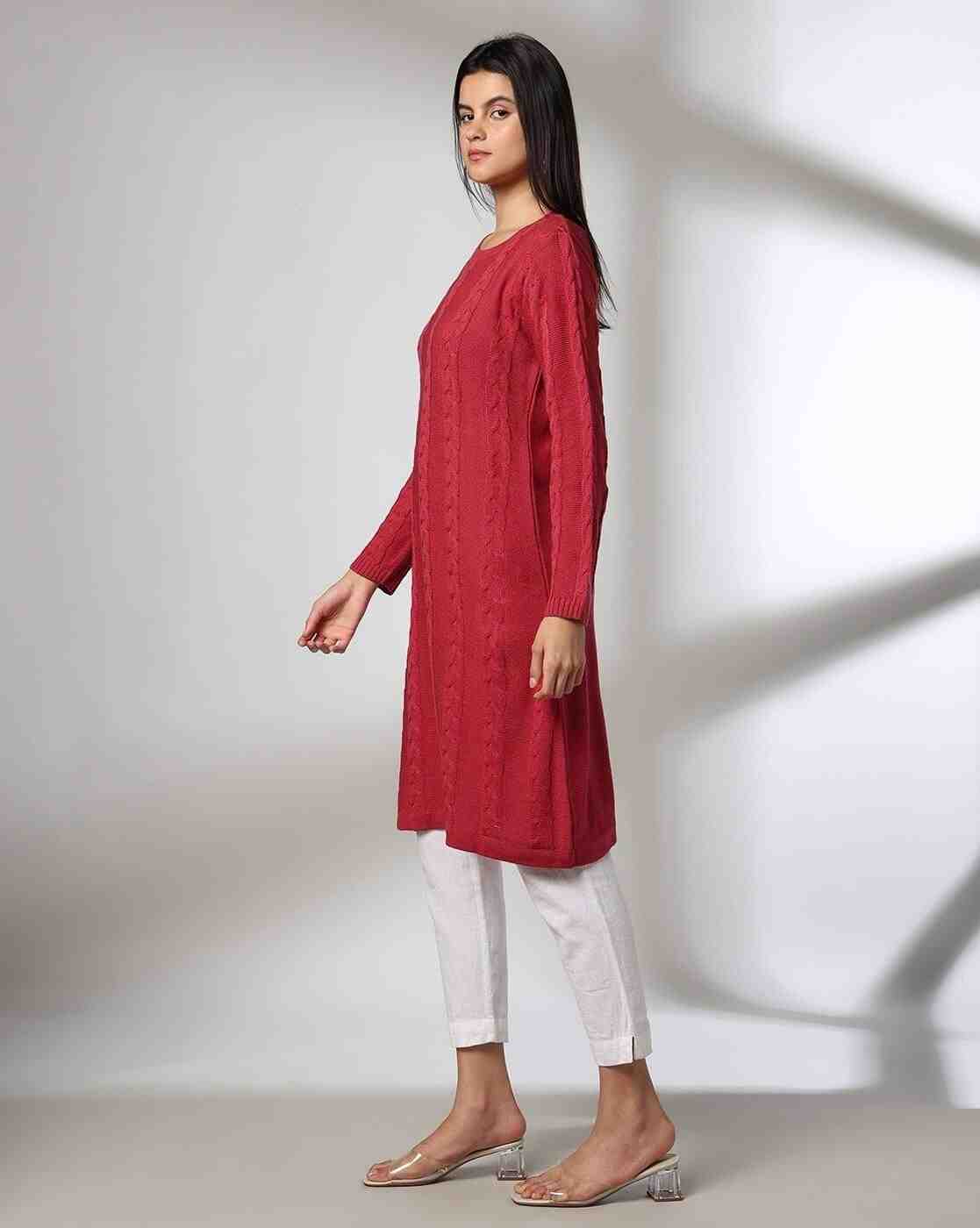 FUSION | Women Cable-Knit Sweater Dress|1