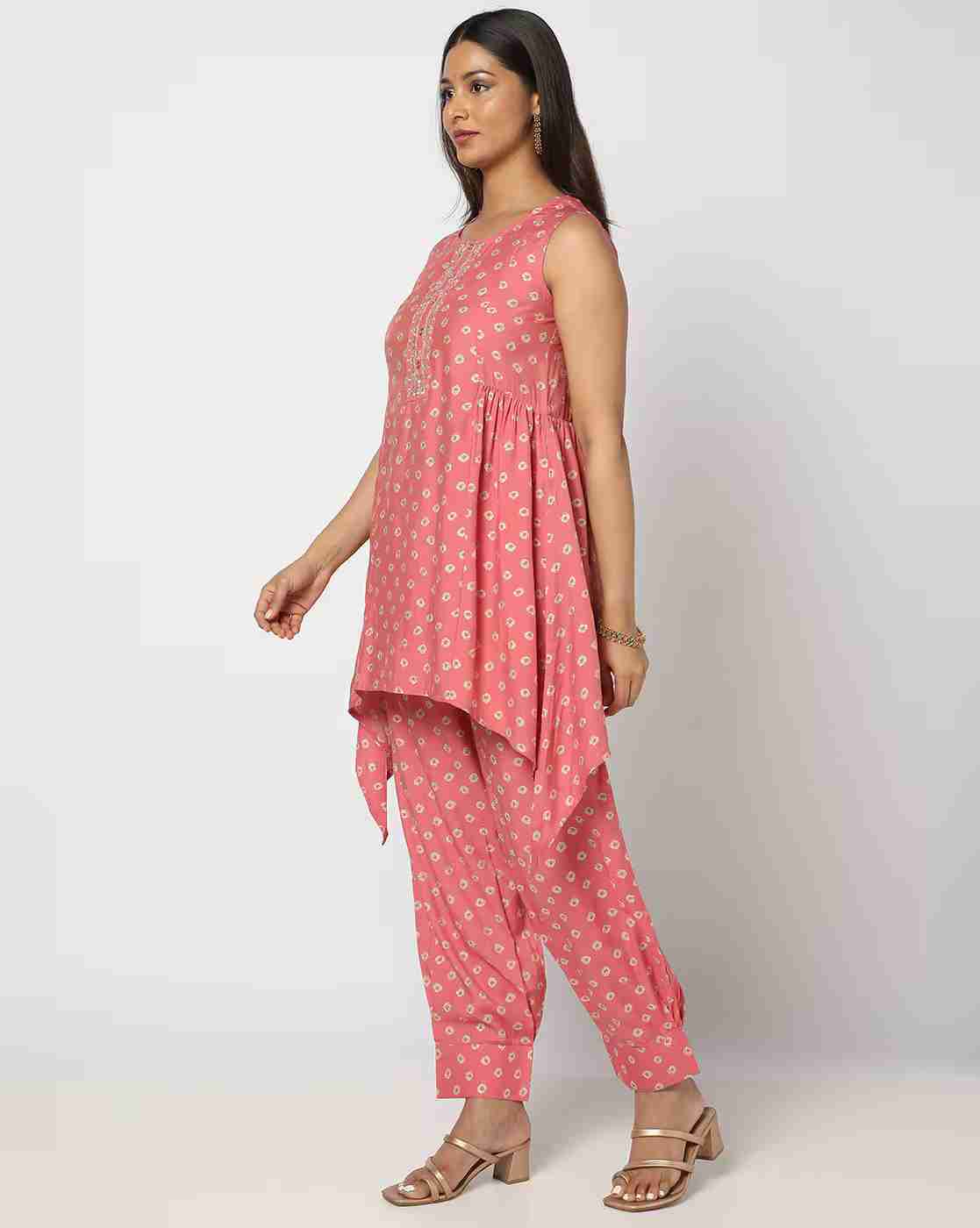 FUSION | Women Bandhani Print Kurta & Pants Co-Ord Set|1