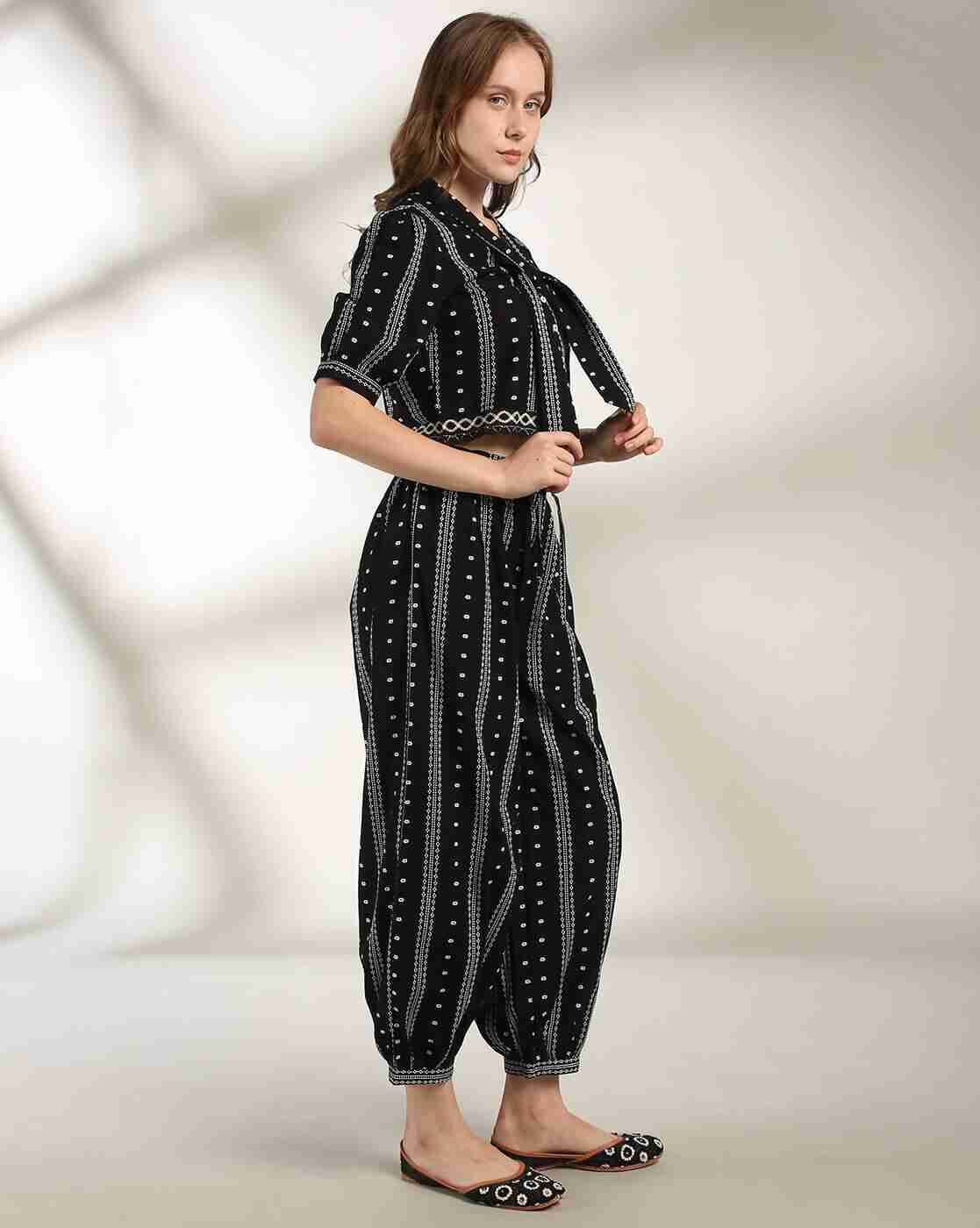 FUSION | Women Striped Top & Pants Co-Ord Set|1