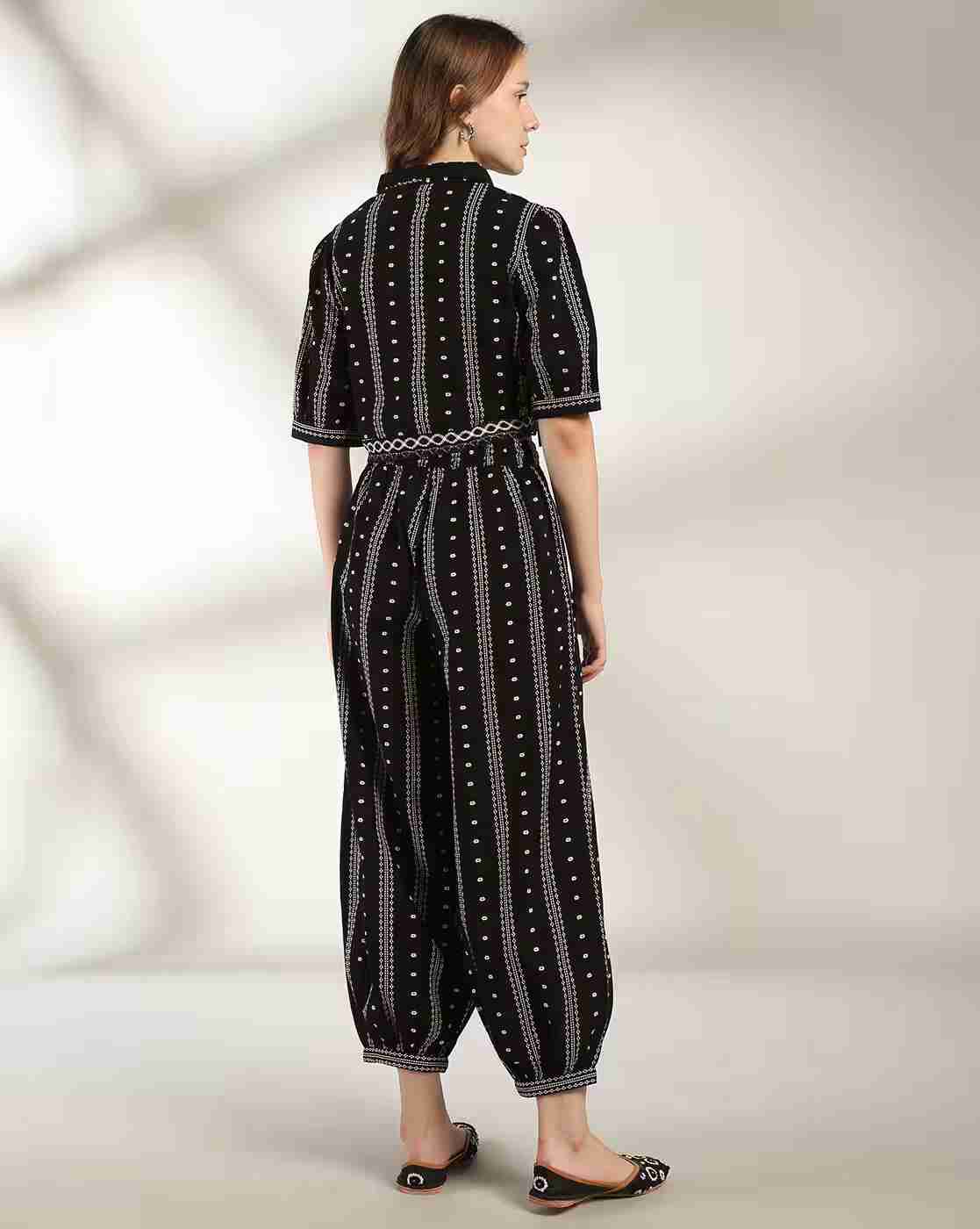 FUSION | Women Striped Top & Pants Co-Ord Set|2