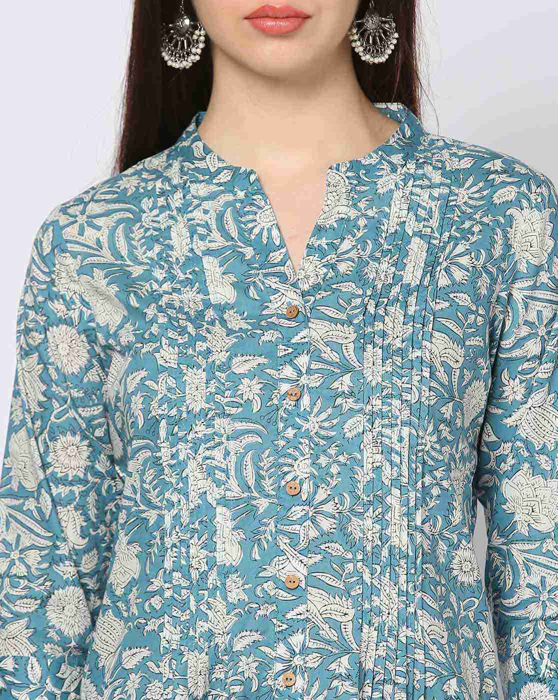 FUSION | Women Floral Print Straight Kurta with Pants|3