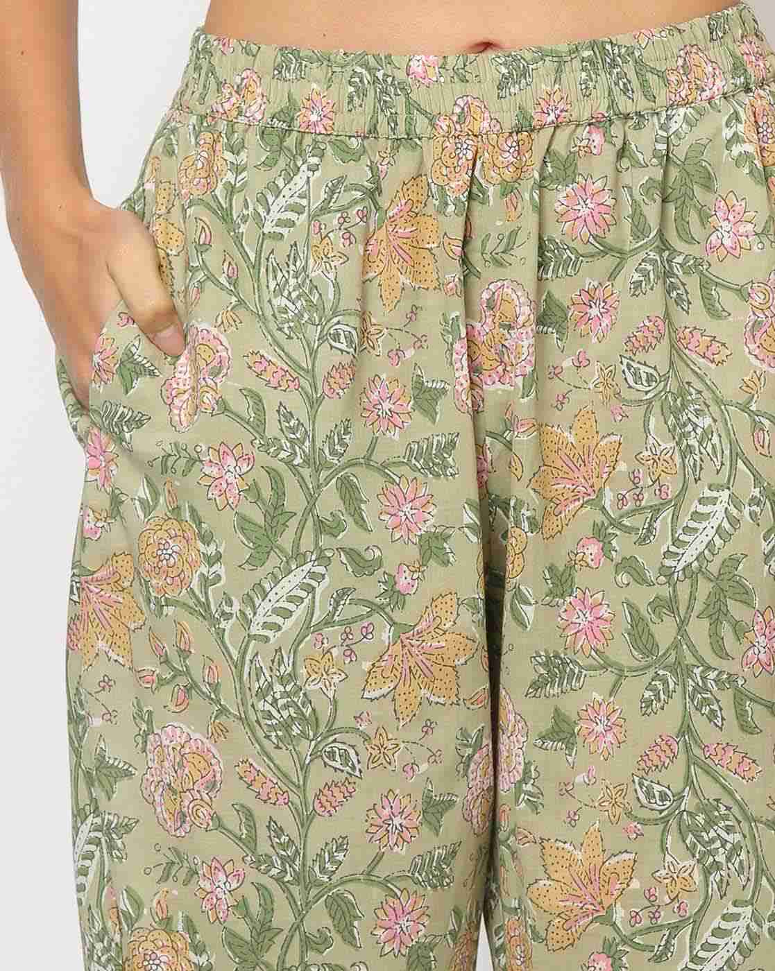 FUSION | Women Floral Print A-Line Kurta with Pants|3