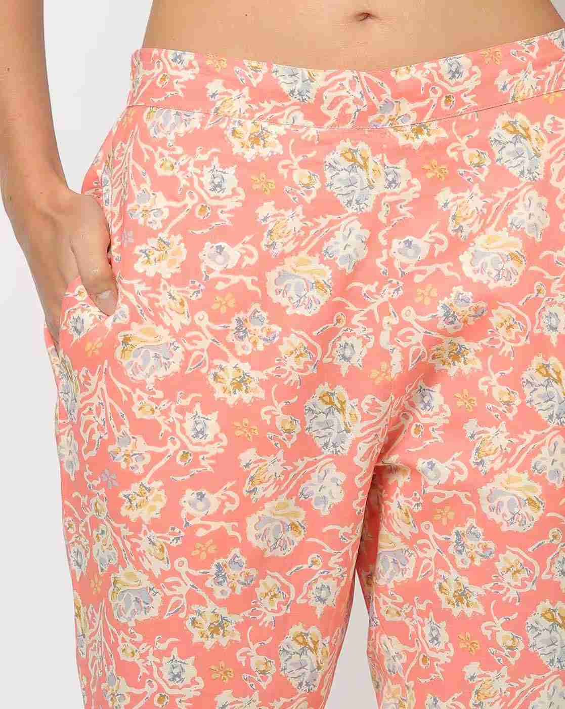 FUSION | Women Floral Print A-Line Kurta with Pants|4