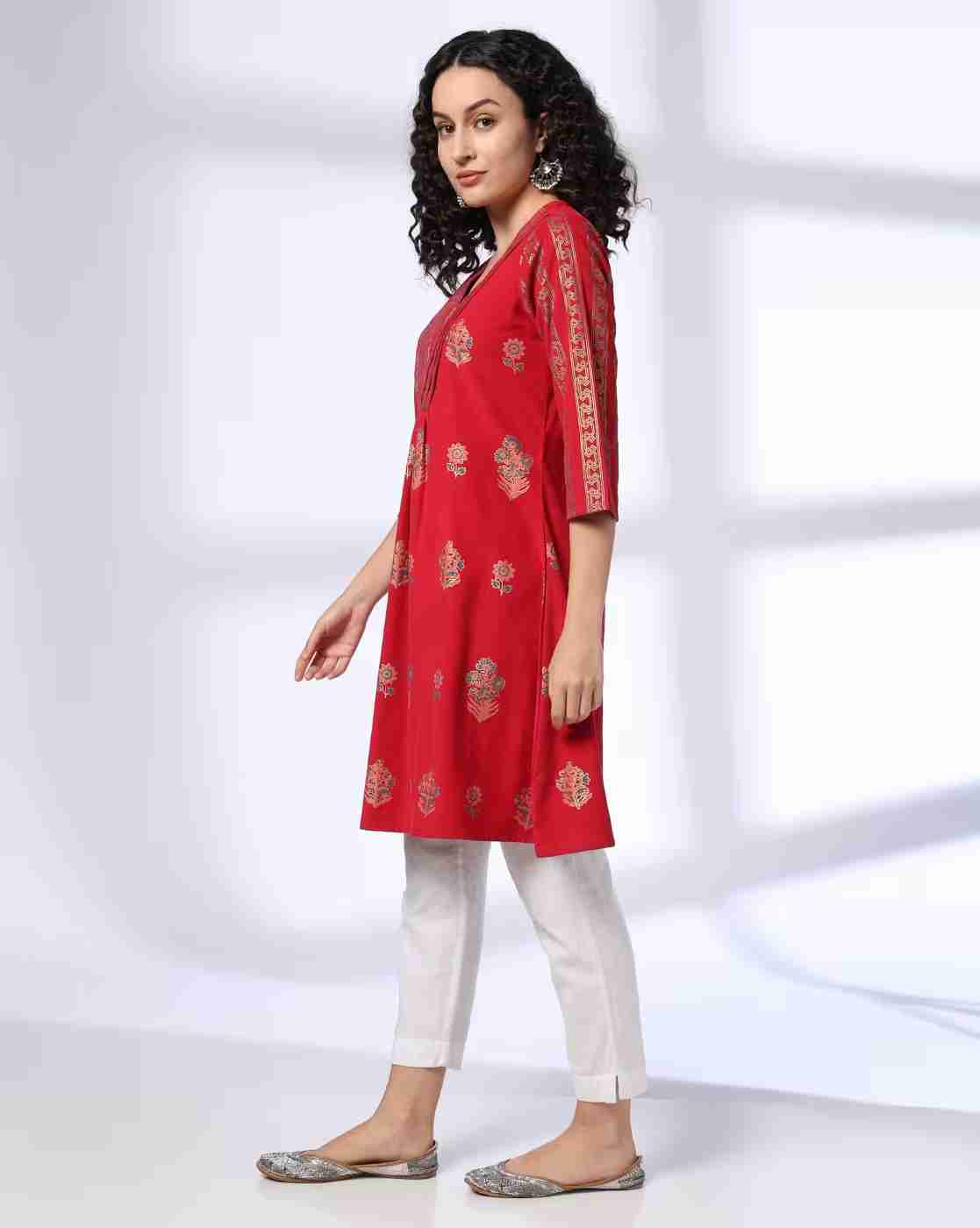 FUSION | Women Printed A-Line Kurta|1